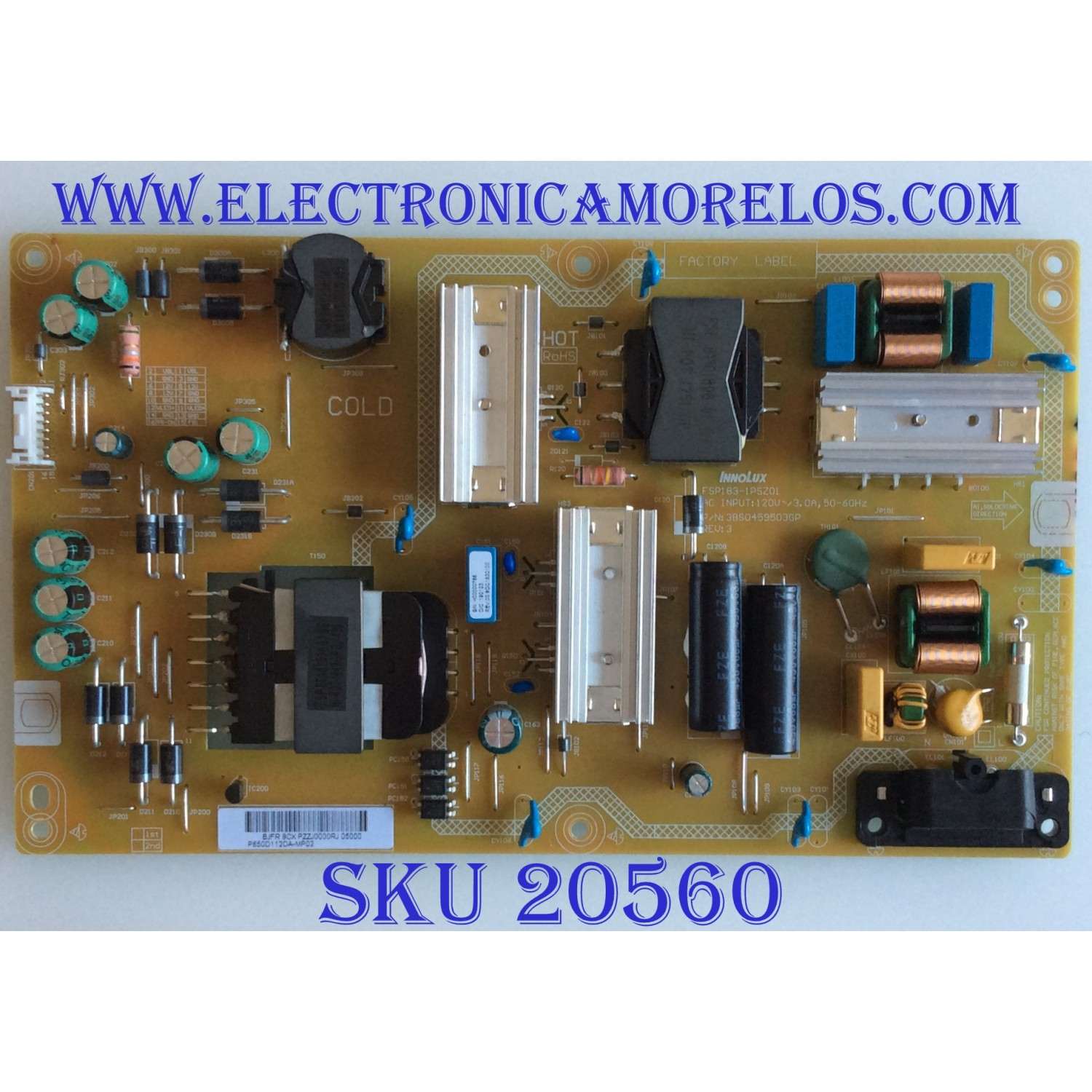 FUENTE DE PODER PARA TV VIZIO / NUMERO DE PARTE 6M04B0000W000 / P650D112DA-MP02 / FSP183-1PSZ01 / 3BS0459503GP / PANEL V650DJ4-D03 ReV.C1 / MODELOS V655-G9 LINIYB / V655-G9 LIAIYB / V655-H9 LINIZC