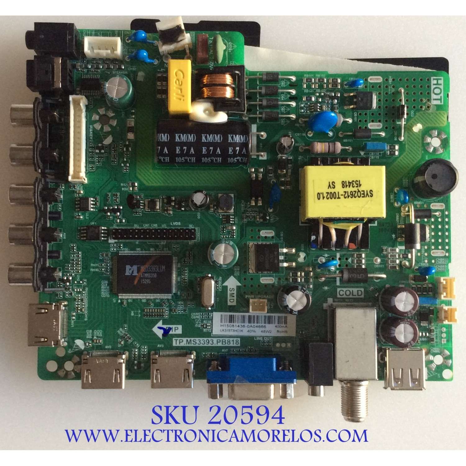 MAIN FUENTE (COMBO) ELEMENT / ELEFT326 H5F2M / F50TPMS3393PB818 / TP.MS3393.PB818 / PANEL D320D3-GTB3-C0X / DISPLAY LK315T3HC1K / MODELO ELEFT326 H5F2M