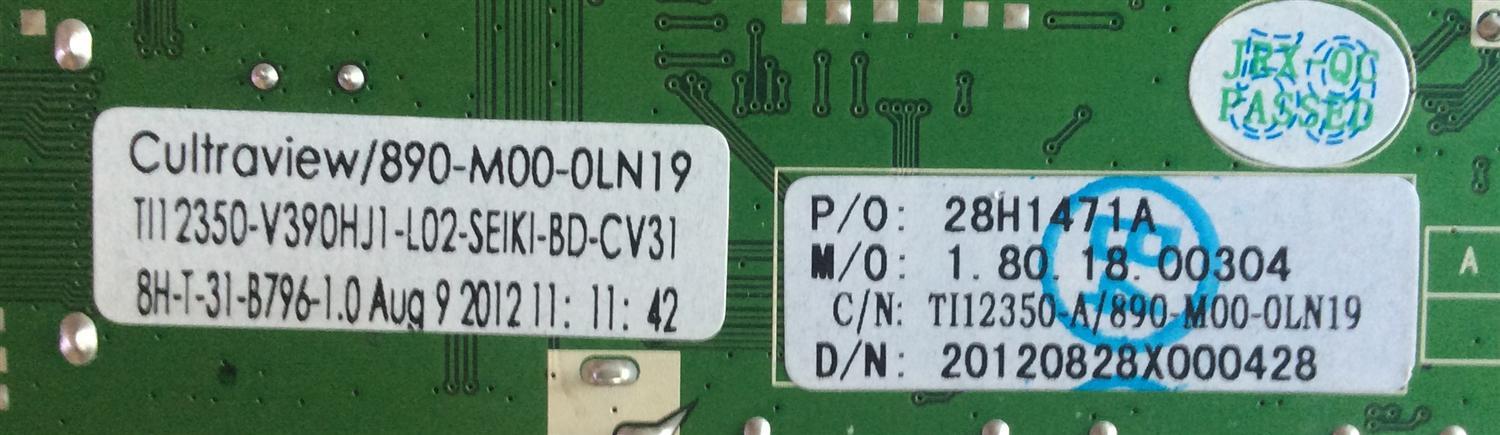 MAIN SEIKI / 28H1471A / CV318H-T / 890-M00-0LN19 / 20120828X000428 / PANEL V390HJ1 -L02 REV.C1 / MODELO SC392TS 3930M - Imagen 2