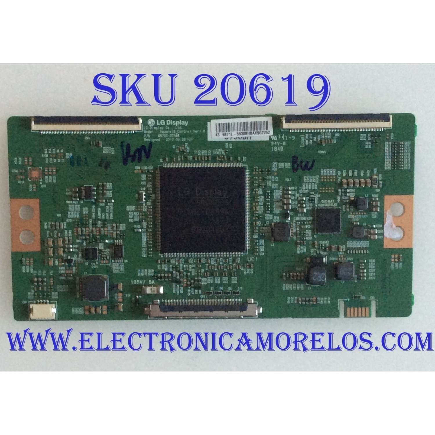 T-CON PARA TV WBOX 4K UHD / NUMERO DE PARTE 6871L-5930B / 6870C-0756A / 5930B / Square18_Control_Ver1.0 / PANEL K430WDC2 / MODELO 0E-43LED4K / 0E-43LED4K 43UD-H3143-0417