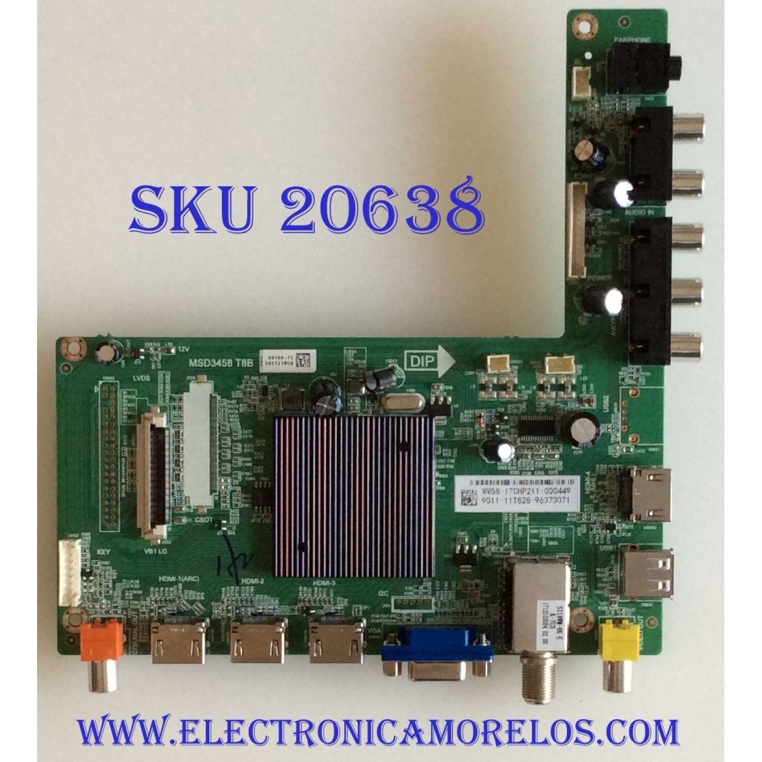MAIN PARA TV WBOX / NUMERO DE PARTE 9011-11T828-96373071 / MSD3458 / MM58-17CHP211-000449 / MSD3458 T8B / P0Q171202 / PANEL K550WDC2 / MODELO 0E-55LED4K