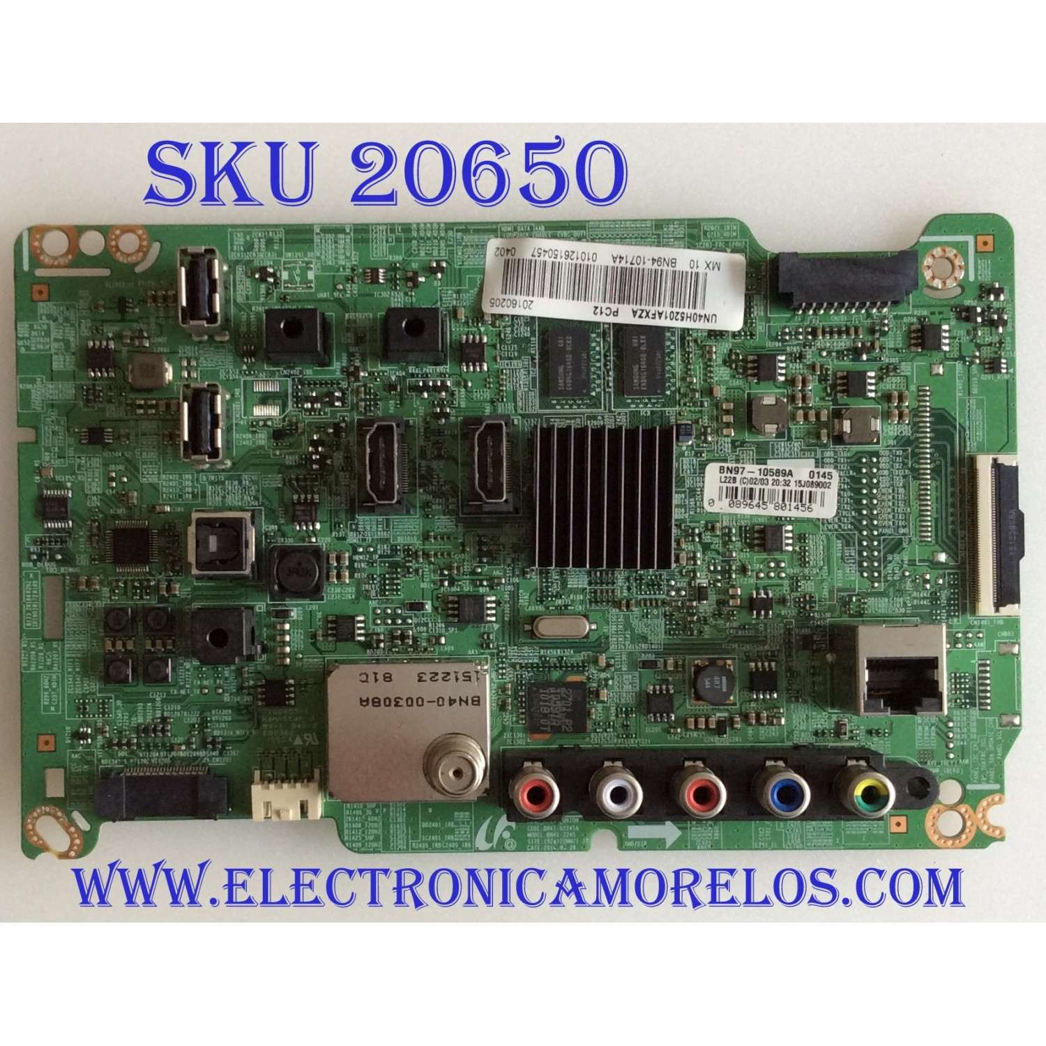 MAIN PARA TV SAMSUNG NUMERO DE PARTE BN94-10714A / BN41-02245A / BN97-10589A / PARTE SUSTITUTA BN94-07867A / PANEL CY-DF400BGLR9V-RR01/ MODELOS UN40H5201 / UN40H5201AFXZA VF13 / UN40H5201AFXZA VD14