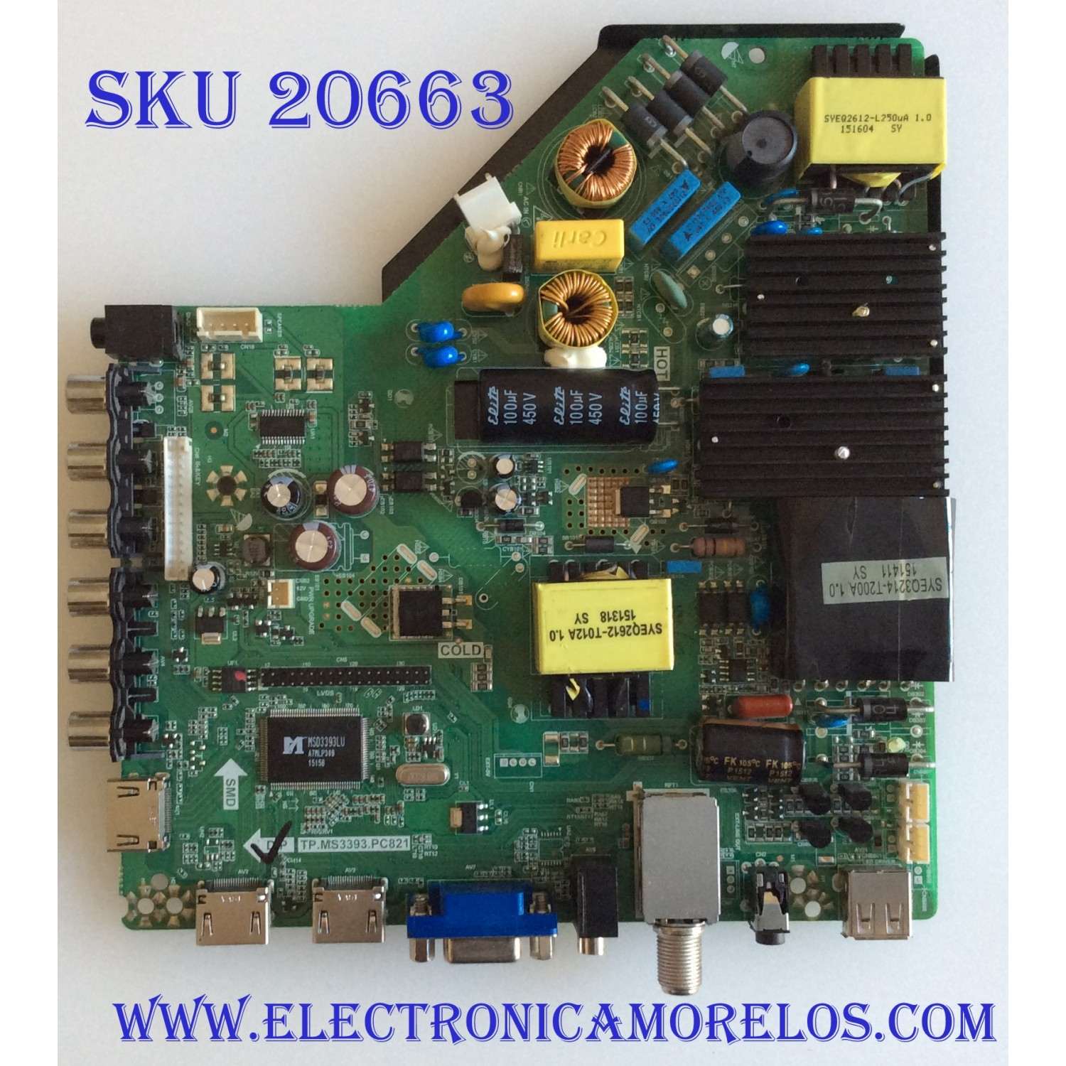 MAIN FUENTE (COMBO) PROSCAN / B15051763 / TP.MS3393.PC821 / PANEL LC550EGY-SHM1 / MODELO PLED5529A-D A1506