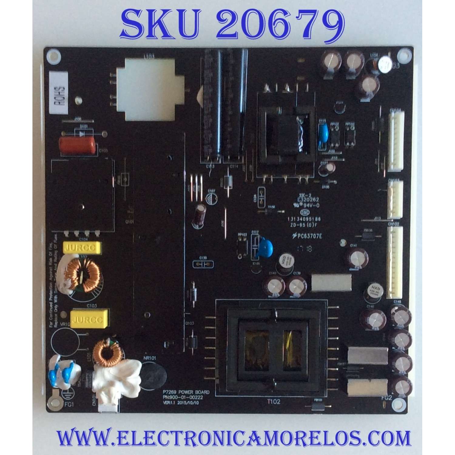 FUENTE DE PODER W BOX / 900-01-00222 / 13134095186 / PC63707E / PANEL T320HVN05.6 / MODELO 0E-32LEDMON