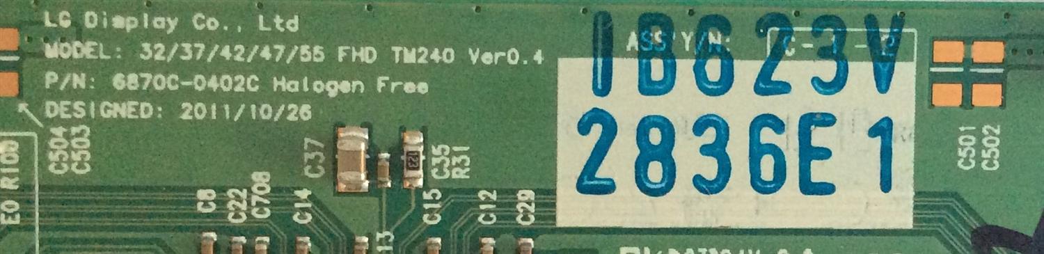 T-CON / PANASONIC / VIZIO 6871L-2836E / 6870C-0402C / SUSTITUTAS 6871L-2754D / 6871L-2842C / 6871L-2944D / 6871L-2842F / 6871L-2754B / 75030412 / PANEL LC550EUD (SE)(F3) / MODELOS M3D550KD / M3D550KD LTYPMLEN / TC-L55ET5 / MAS SUSTITUTAS EN DESCRIPCIÓN - Imagen 2