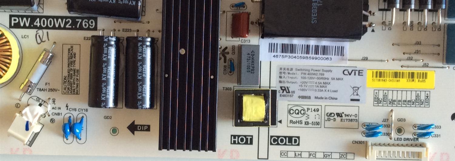 FUENTE DE PODER PARA TV PHILIPS / NUMERO DE PARTE PW.400W2.769 / S17080643 / 4675P3040 / PANEL V750DJ1-D01 REV.Z1 / MODELOS 75PFL6601/F7 / 75PFL6601/F7 - Imagen 2