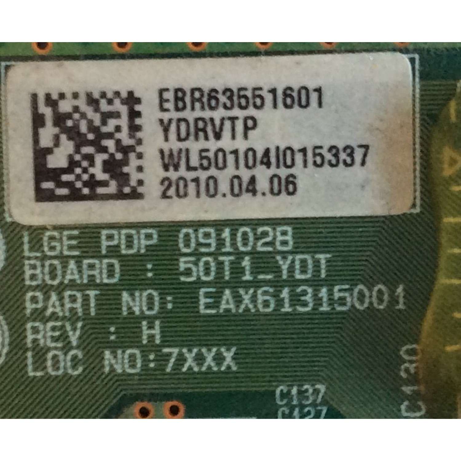 BUFFER LG / ZENITH / EBR63551601 / EAX61315001 / 50T1_YDT / PANEL PDP50T100000 / MODELOS 50PJ340-UC AUSLLHR / 50PJ350-UB AUSLLUR / 50PJ350C-UB AUSLLHR / Z50PJ240-UB AUSLZUR - Imagen 2