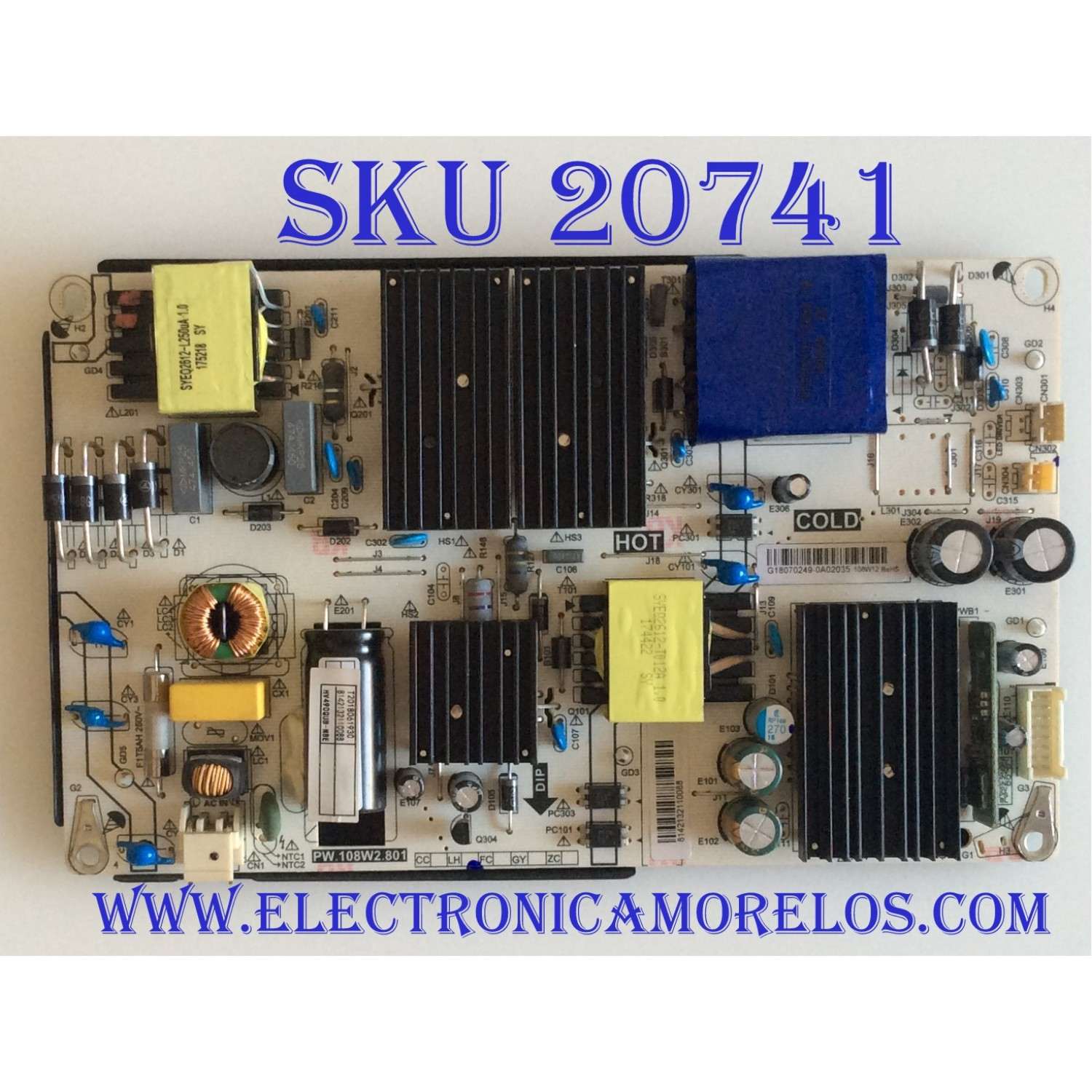 FUENTE DE PODER PARA TV VIOS / SCEPTRE 4K UHD / NUMERO DE PARTE PW.108W2.801 / PT500GT02-4 / 4100098820 / 260132005430 / 1110-4000094 / HV490QUB-N8E / 8142132110088 / T2018061930 / PANEL'S CN49CN7280 / HK500WLEDM-JHDEH / MODELOS TV4919K / G50