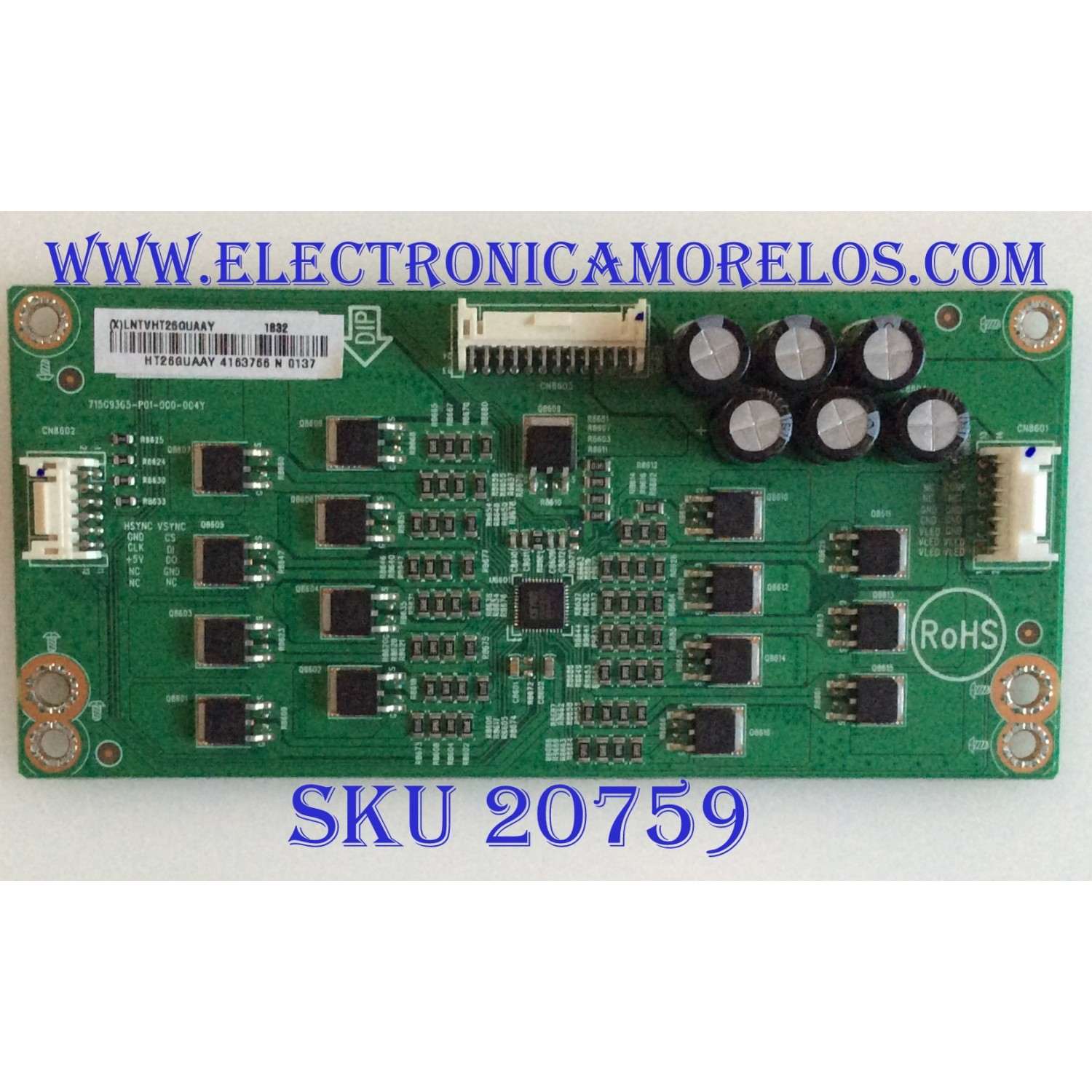 LED DRIVER VIZIO / LNTVHT26GUAAY / 715G9365-P01-000-004Y / (X)LNTVHT26GUAAY / PANEL TPT750U1 -QVR01.U / MODELO E75-F1 LTMWWWMU