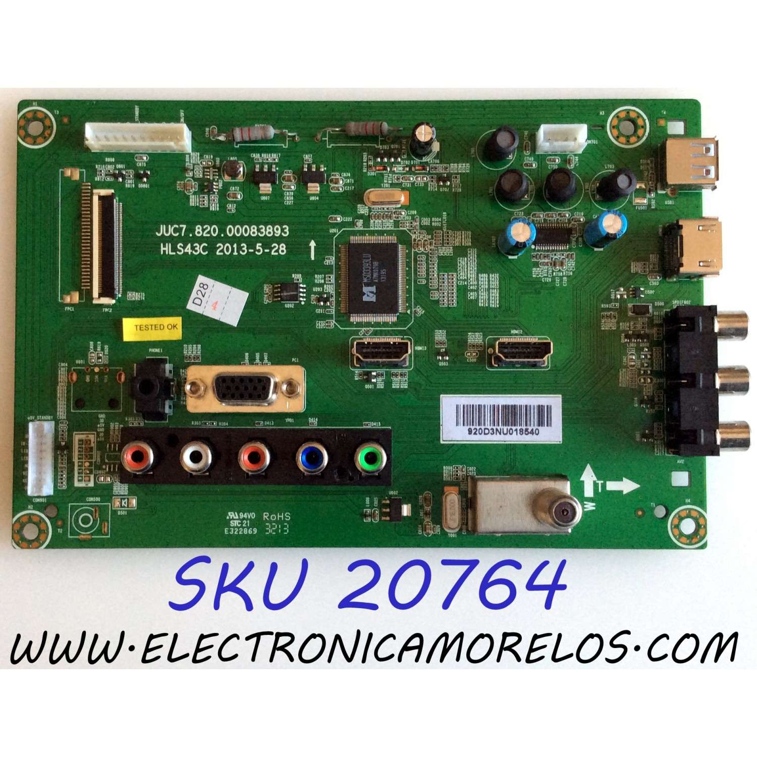 MAIN RCA / 920D3NU / JUC7.820.00083893 / HLS43C / MODELO 