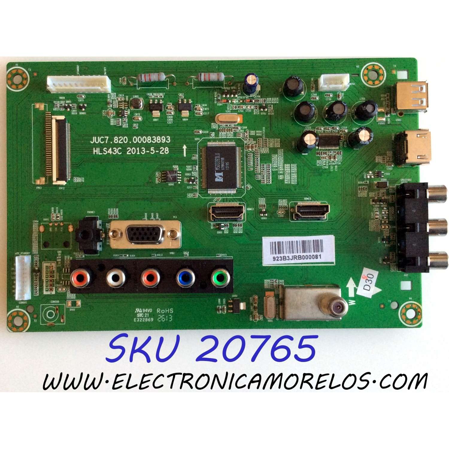 MAIN RCA / 923B3JRB / JUC7.820.00083893 / HLS43C / PANEL S43SD-YD02 / MODELO 