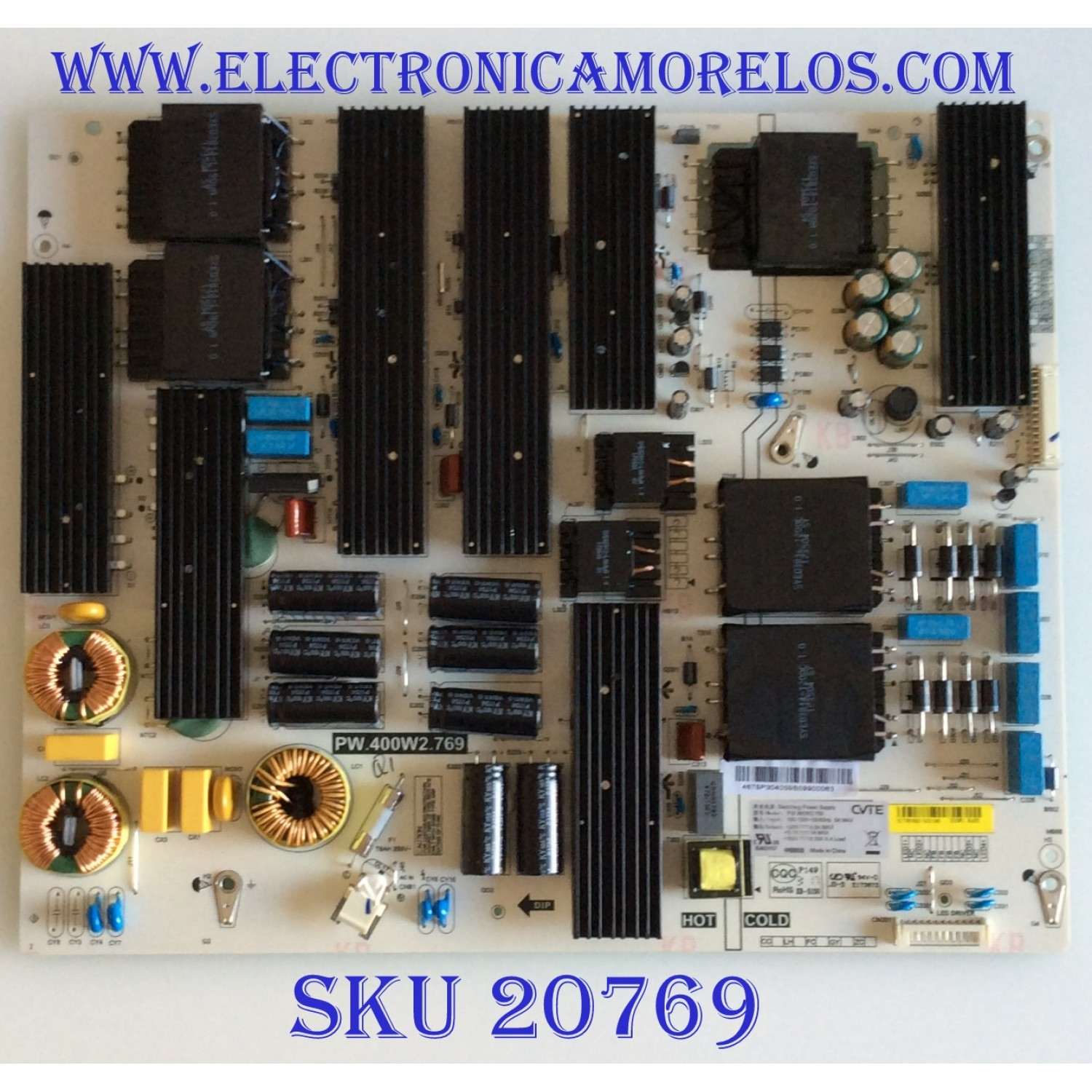 FUENTE DE PODER PARA TV PHILIPS / NUMERO DE PARTE PW.400W2.769 / S17080643 / 4675P3040 / PANEL V750DJ1-D01 REV.Z1 / MODELOS 75PFL6601/F7 / 75PFL6601/F7