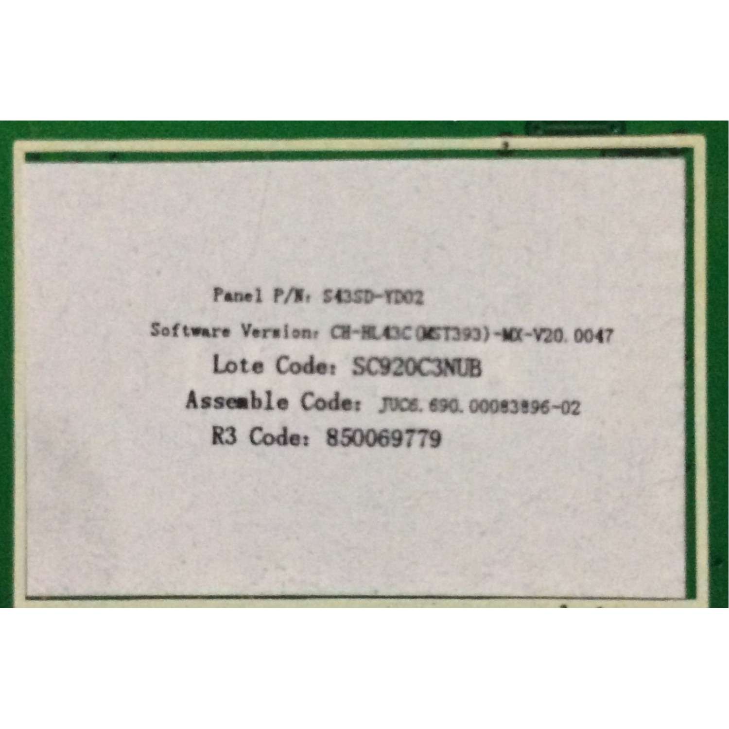 MAIN RCA / 920C3NUB / JUC7.820.00083893 / HLS43C / PANEL S43SD-YD02 / MODELO 43" - Imagen 2