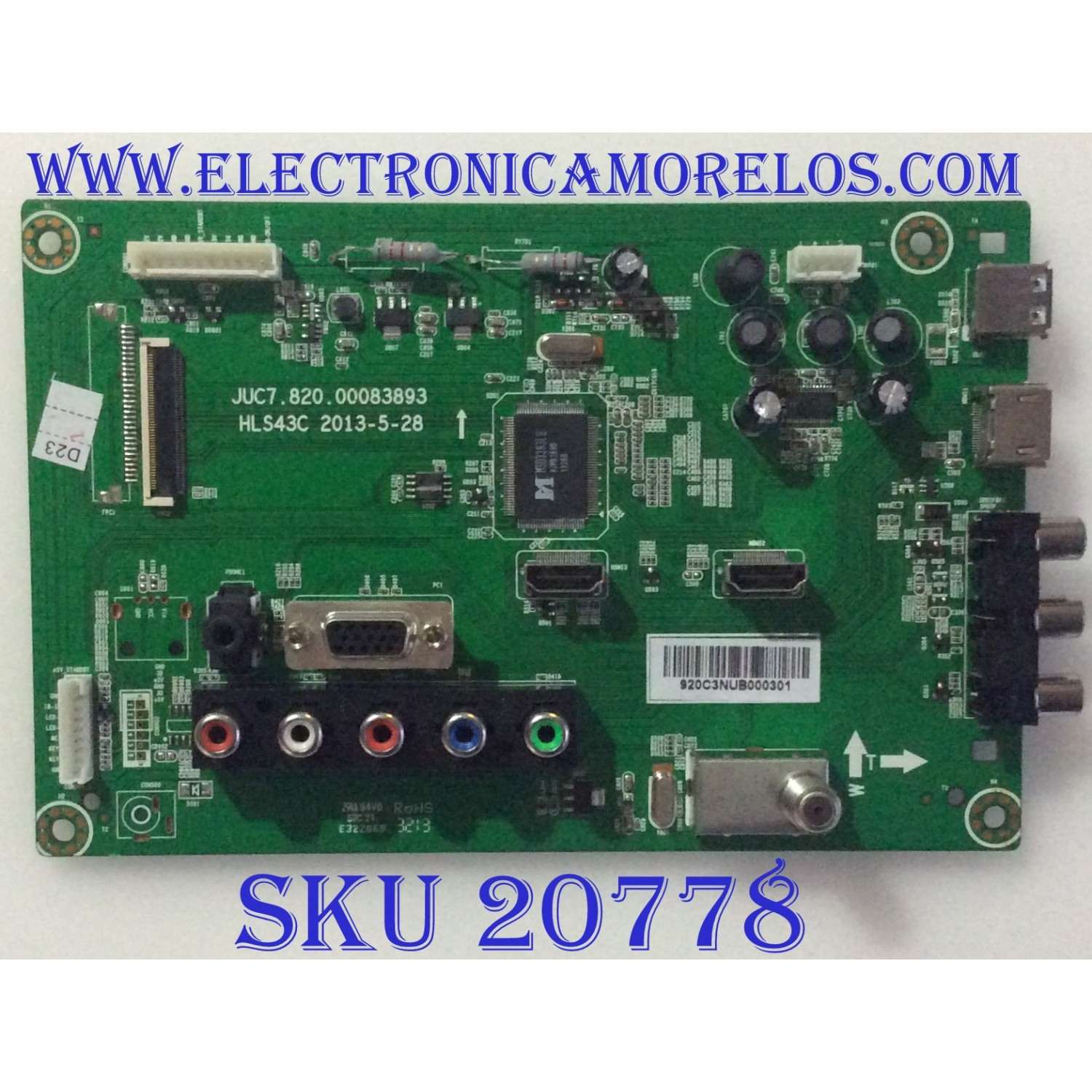 MAIN RCA / 920C3NUB / JUC7.820.00083893 / HLS43C / PANEL S43SD-YD02 / MODELO 43"