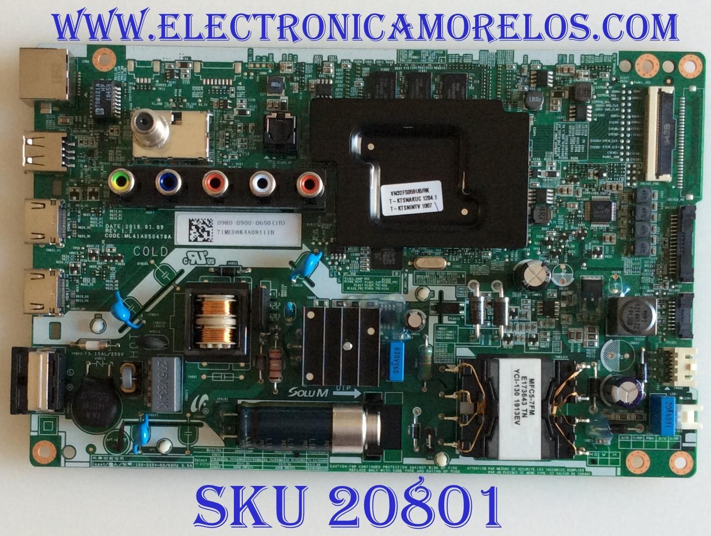 MAIN FUENTE ((COMBO)) PARA TV SAMSUNG HD SMART TV / NUMERO DE PARTE 0980-0900-0650 / ML41A050478A / VN32FS059U0/RK / VN32FS059U0 / 098009000650 / PANEL HV320FHB-N10 / MODELO UN32N5300 / UN32N5300AFXZA RZ02 / UN32N5300AFXZA RC03