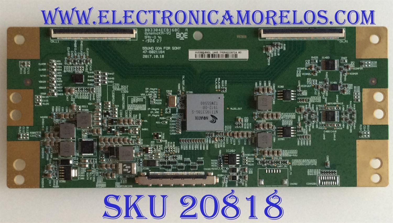 T-CON SONY / HV550QUB-N5L / 47-6021164 /  HV550QUBN5L / B03304EE0160C / 1445 / PANEL YM9F055CNO01 / MODELO XBR-55X800G / KD-55X750H
