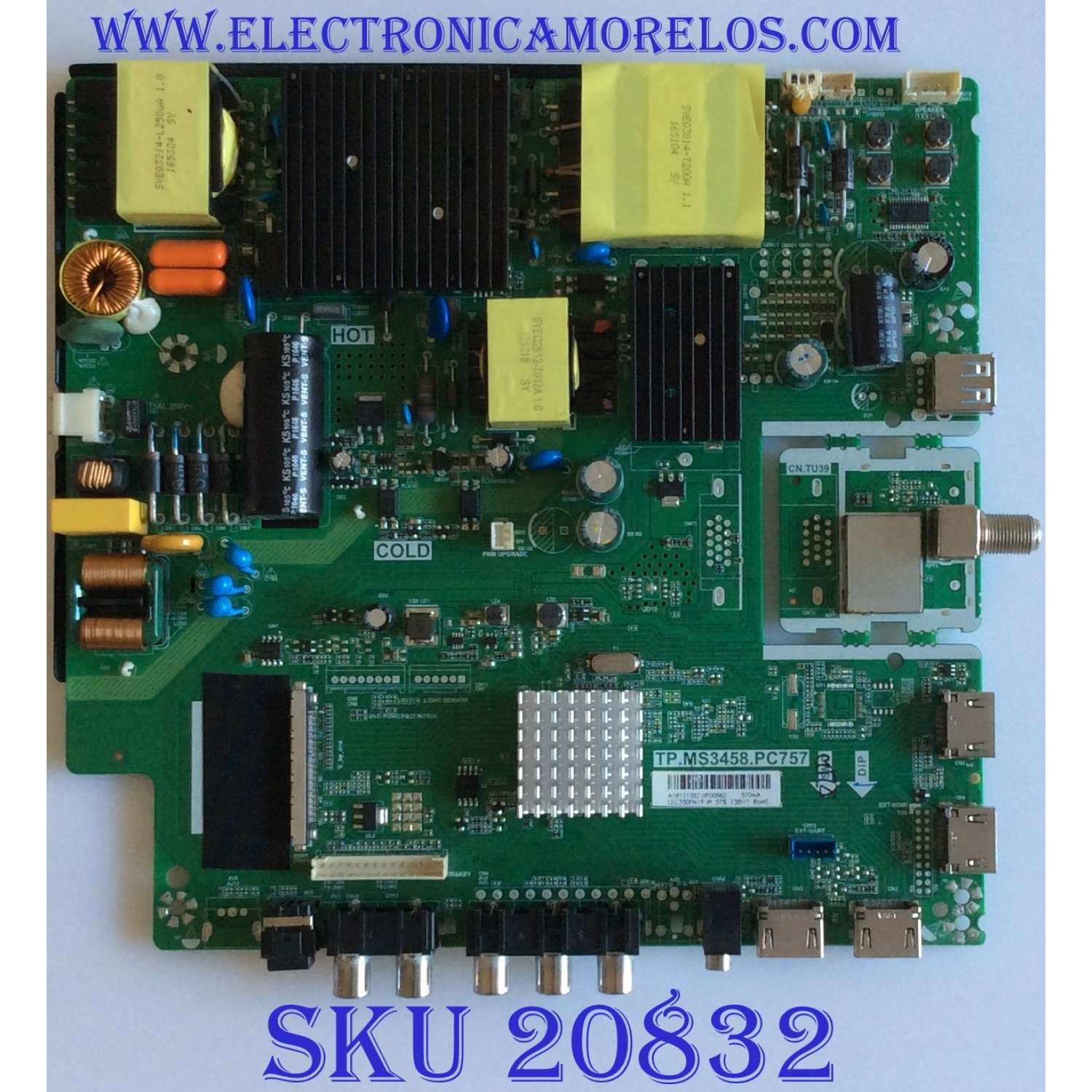 MAIN FUENTE (COMBO) BOLVA / A16121392 / TP.MS3458.PC757 / LSC550FN19-W / PANEL LSC550FJ12 / MODELO 55BL00H7-01