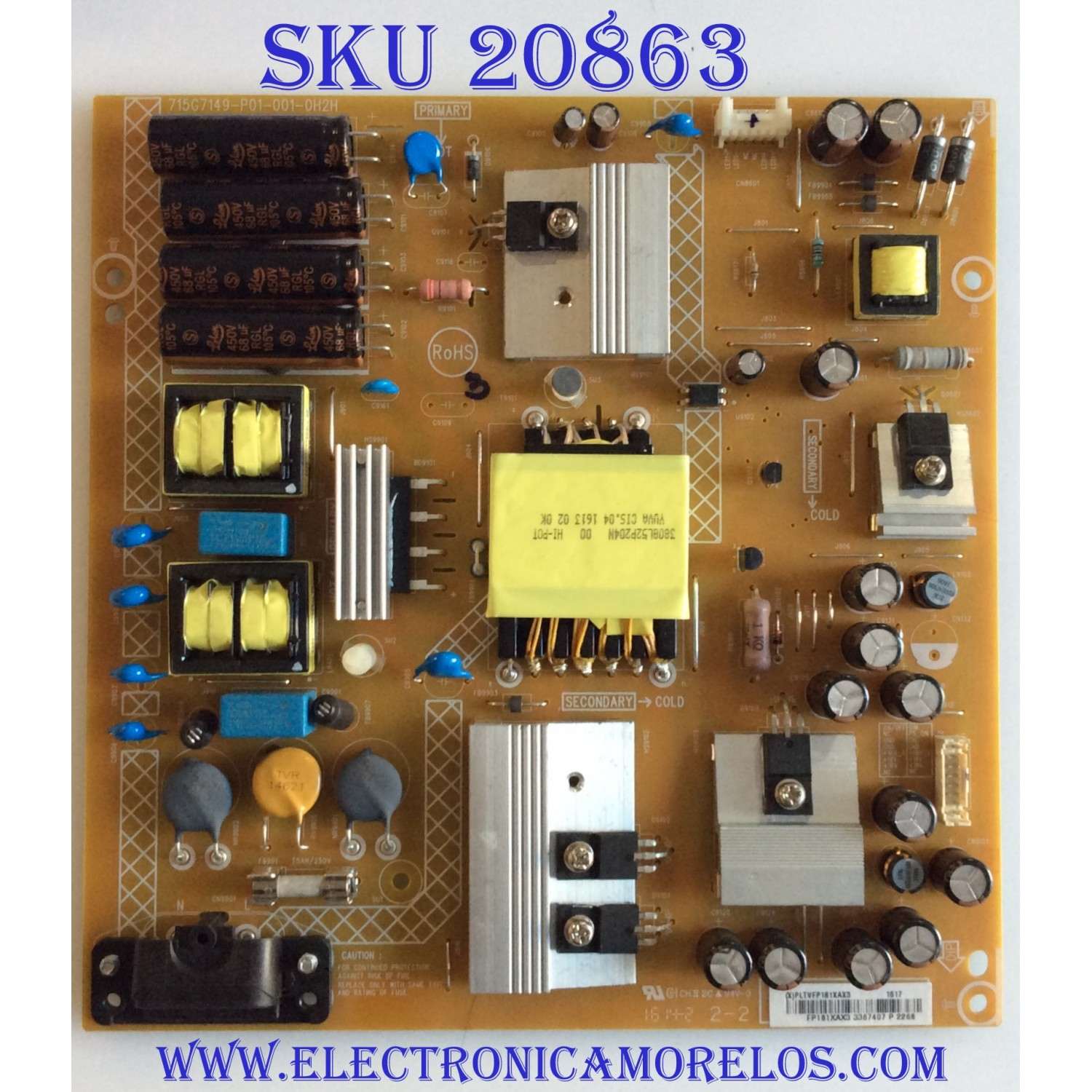 FUENTE DE PODER SONY / 1-895-978-11 / 715G7149-P01-001-0H2H / PLTVFP181XAX3 / (X)PLTVFP181XAX3 / PANEL TPT400LA-J6PE1.N REV:SC2Z / MODELO KDL-40R350D