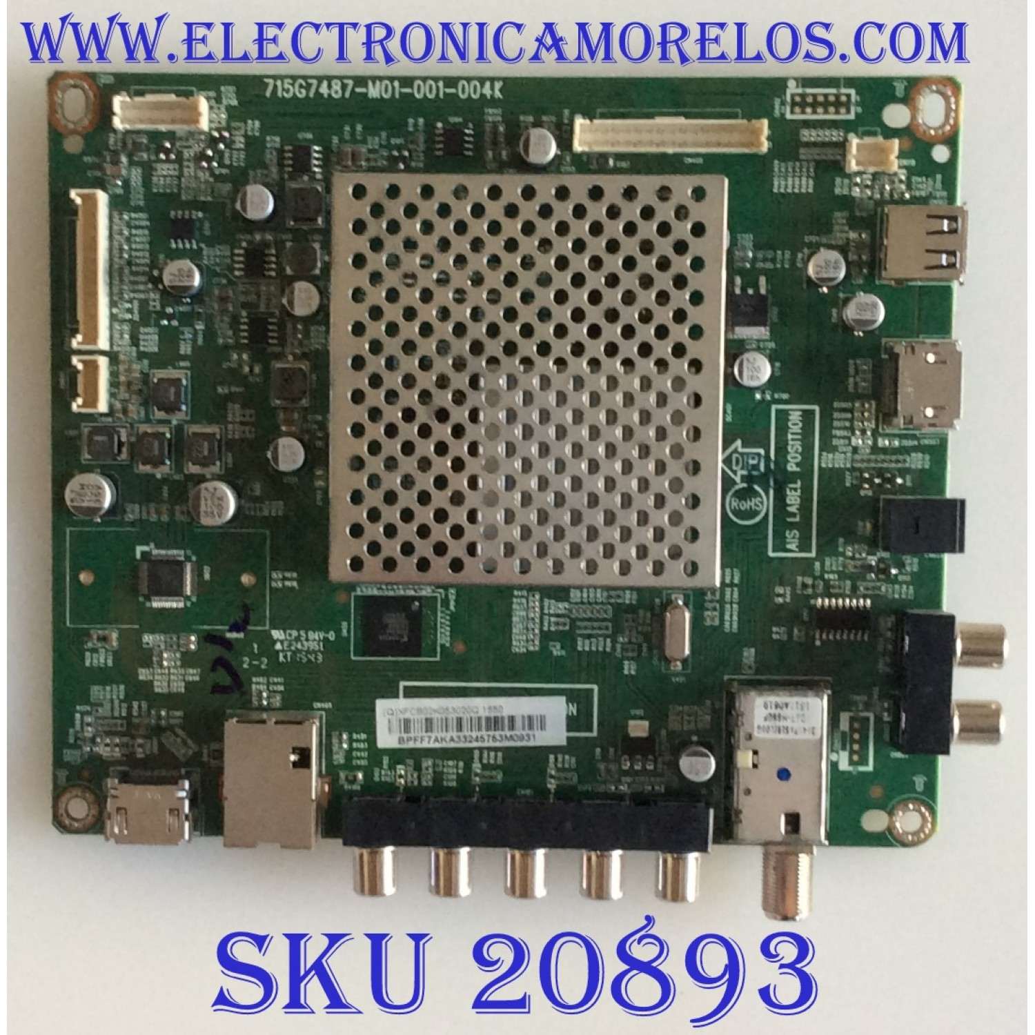 MAIN VIZIO / 756TXFCB02K0530 / 715G7487-M01-001-004K / 715G7487-M2A-001-004K / (Q)XFCB02K053020Q / PANEL TPT315B5-WHBN0.K REV:S5941C / MODELO D32H-D1 LTTUUKBR