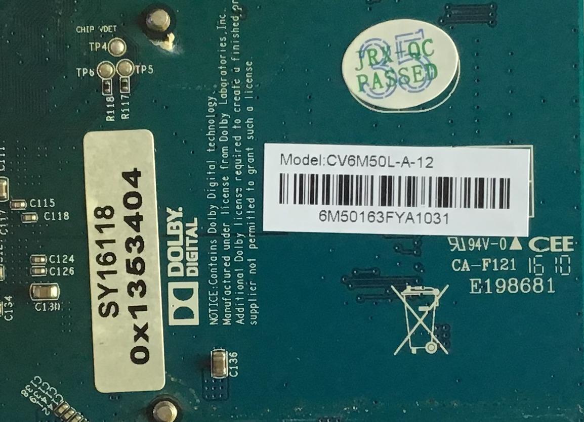 TARJETA INTERFACE KENMORE / 890-111-6M50 / CV6M50L-A / SY16118 / CV6M50L-A-12 / MODELO 348.71397610 / MODELO DE 55'' - Imagen 2