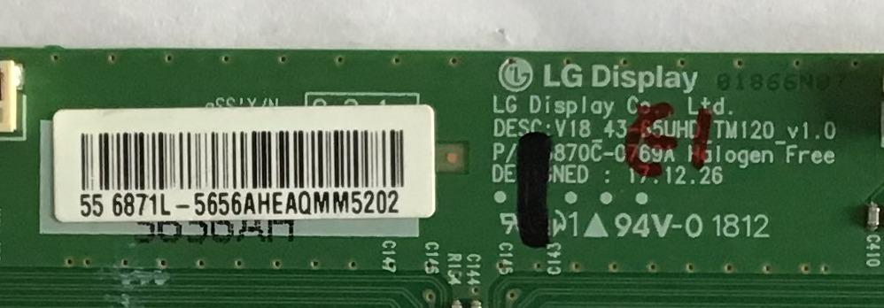 T-CON PHILIPS / 6871L-5656A / 6870C-0769A / 5656A / PANEL UBDR1XH / DISPLAY LC550EGY(SL)(A1) / MODELOS 55PFL5703/F7 DS2 / 55PFL5703/F7 DS5 / 55PFL5604/F7  - Imagen 2