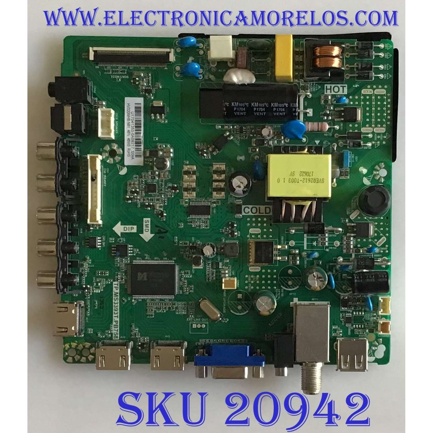 MAIN FUENTE (COMBO) WESTINGHOUSE / 21005791 / TP.MS3393T.PB758 / HV320WHB-N81 / KR17-0056 / PANEL MD3243YTBH / MODELO WD32HB1120-C