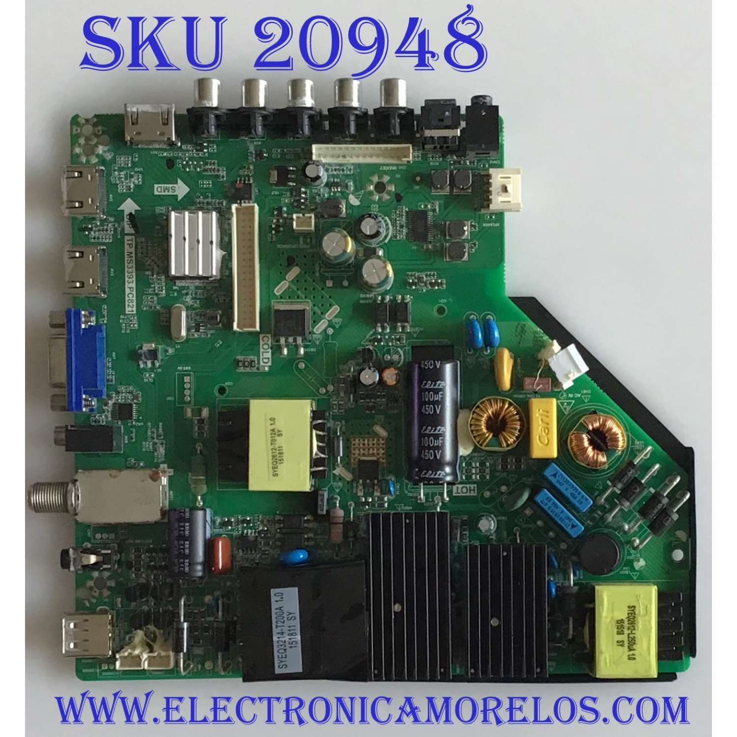 MAIN FUENTE (COMBO) WESTINGHOUSE / 34013807 / TP.MS3393.PC821 / T550HVN06.1 / B15062129 / PANEL ST5461B03-1 VER.2.1 / MODELO DWM55F1G1 TW-78951-R055B