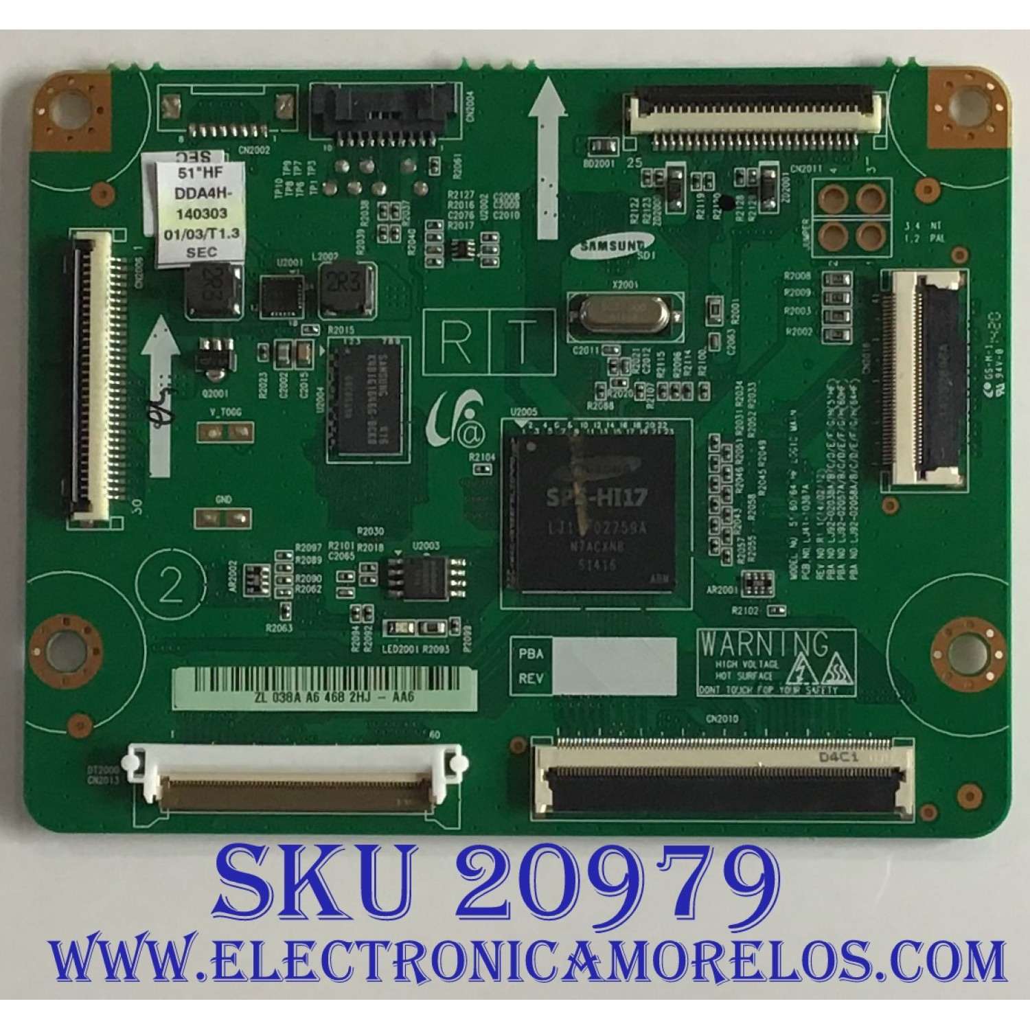 MAIN LOGICA SAMSUNG / BN96-30188A / LJ41-10387A / LJ92-02038A / 038A / PANEL S51FH-YB05 / MODELO PN51F5300BFXZA TS02