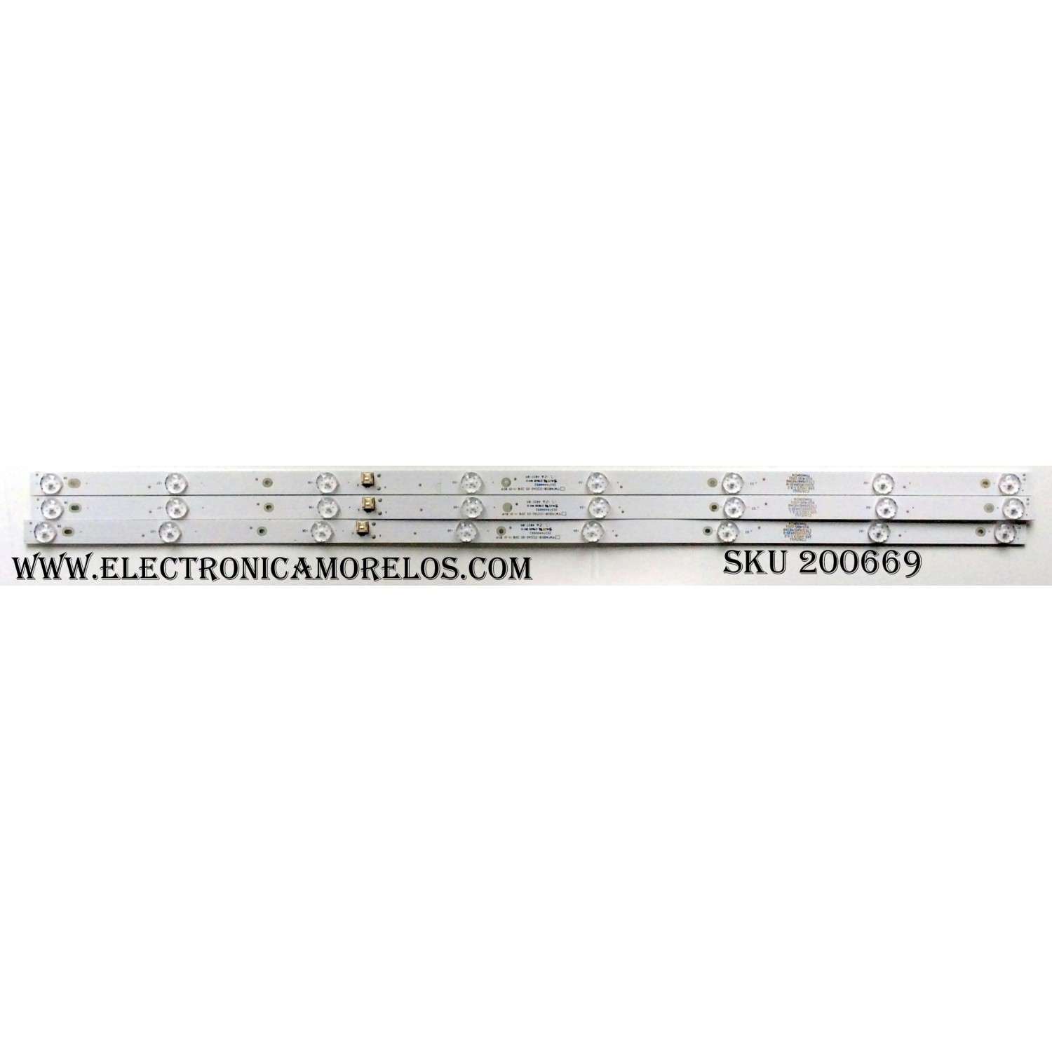 KIT DE LED PARA TV (3 PIEZAS)  / ELEMENT TFMT40D08-ZC22AG-05 / 303TH40052 / TFMT40D08-ZC22AG-05 2016-11-01 8S1P / 910-400-1051 / TH400M24 / 170326A/48348 / MODELO ELST4017 D7F3M