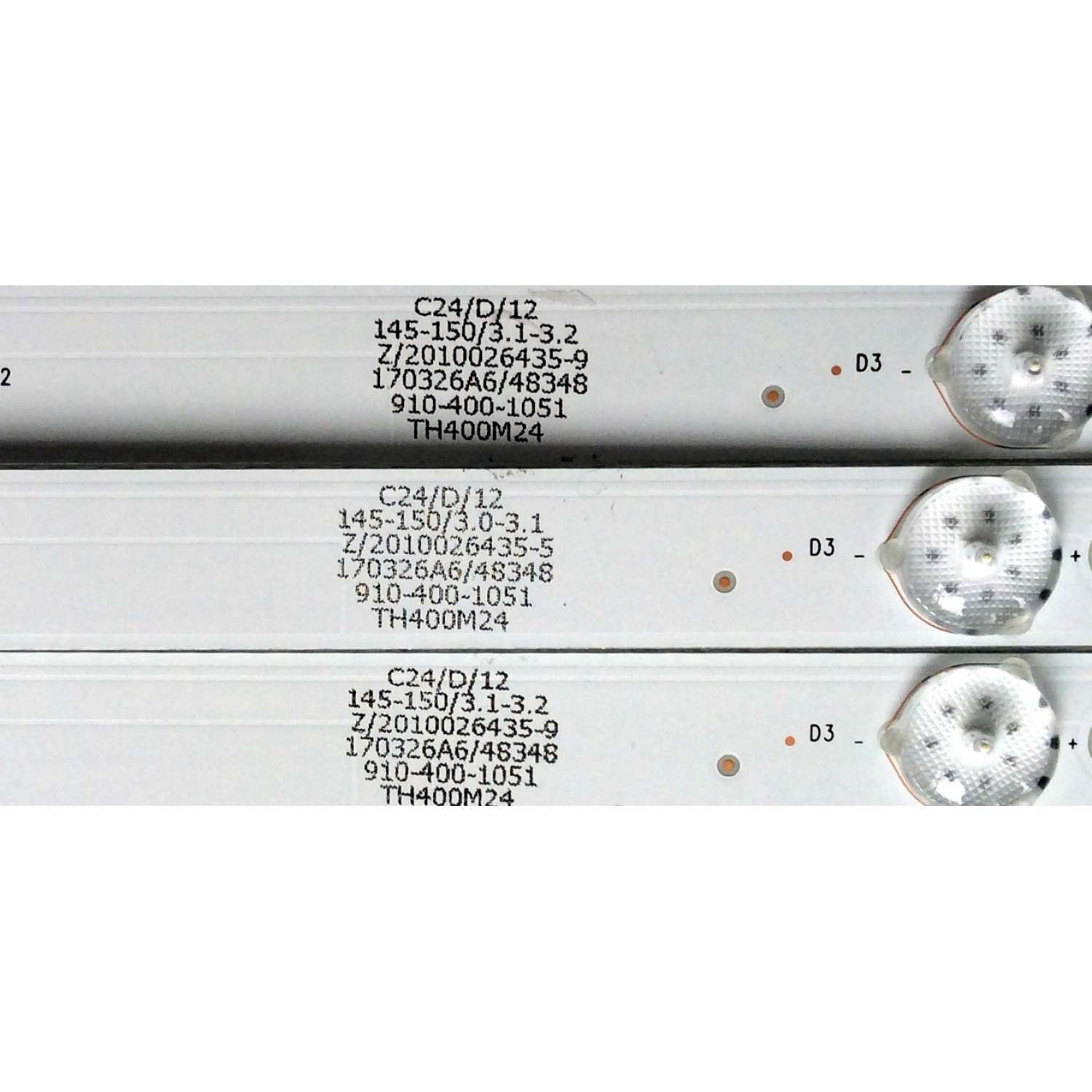 KIT DE LED PARA TV (3 PIEZAS)  / ELEMENT TFMT40D08-ZC22AG-05 / 303TH40052 / TFMT40D08-ZC22AG-05 2016-11-01 8S1P / 910-400-1051 / TH400M24 / 170326A/48348 / MODELO ELST4017 D7F3M - Imagen 2