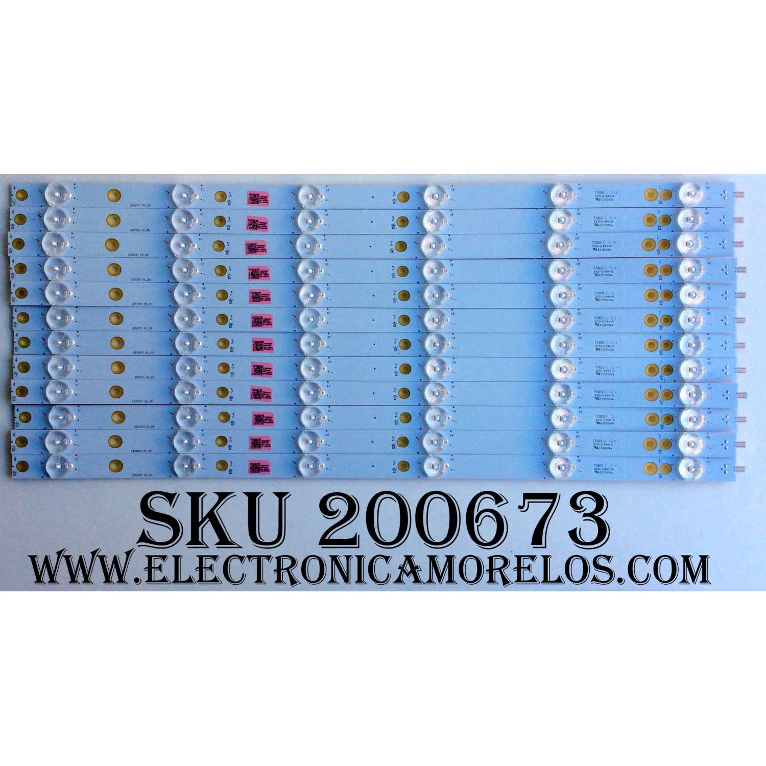 KIT DE LED'S PARA TV VIZIO (12 PIEZAS) NUMERO DE PARTE LB50051 / LB50051 V0_00 / 77900 / 210BZ06D0 / 43030L03L / PANEL TPT500J1-HVN07.U / MODELO E50-D1 LTMWUGAS	