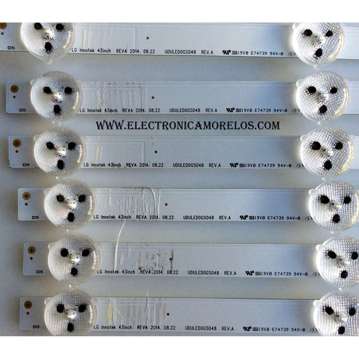 KIT DE LED PARA TV (6 PIEZAS) / MAGNAVOX UDULED0GS048 REV.A / 43W5S1P / MODELOS 43ME345V/F7 DS1 / 43MV314X/F7 DS1 / SANYO FW43D25F DS1 / PANEL LC430DUY(SH)(A1)	 - Imagen 4