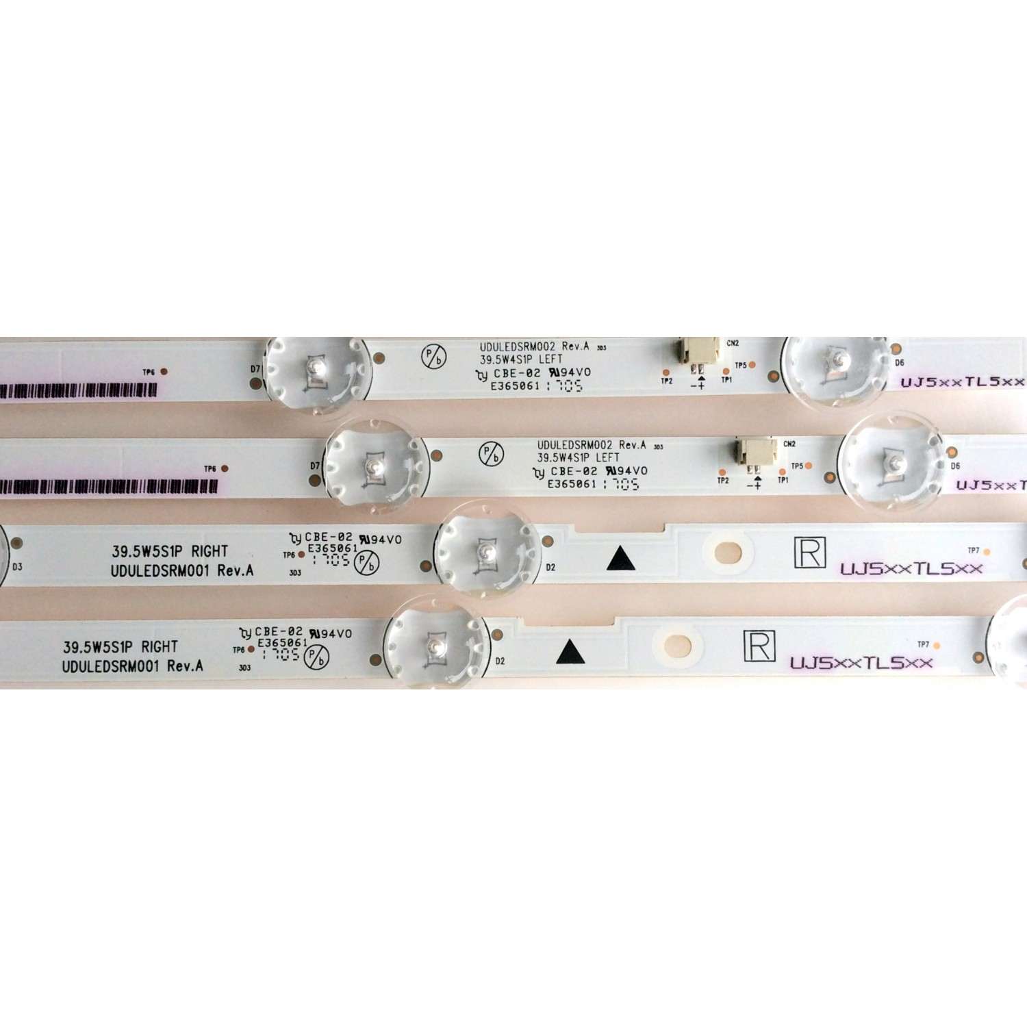 KIT DE LED PARA TV (4 PIEZAS) / SANYO UJ5XXTL5XX / DULEDSRM002 REV.A / UDULEDSRM001 REV.A / 39.5W4S1P LEFT / 39.5W5S1P RIGHT / 42C2LUJ5LTL54672GR / 42C2LUJ5LTL54672GL / MODELO FW40D36F / PANEL U5A23XT - Imagen 2