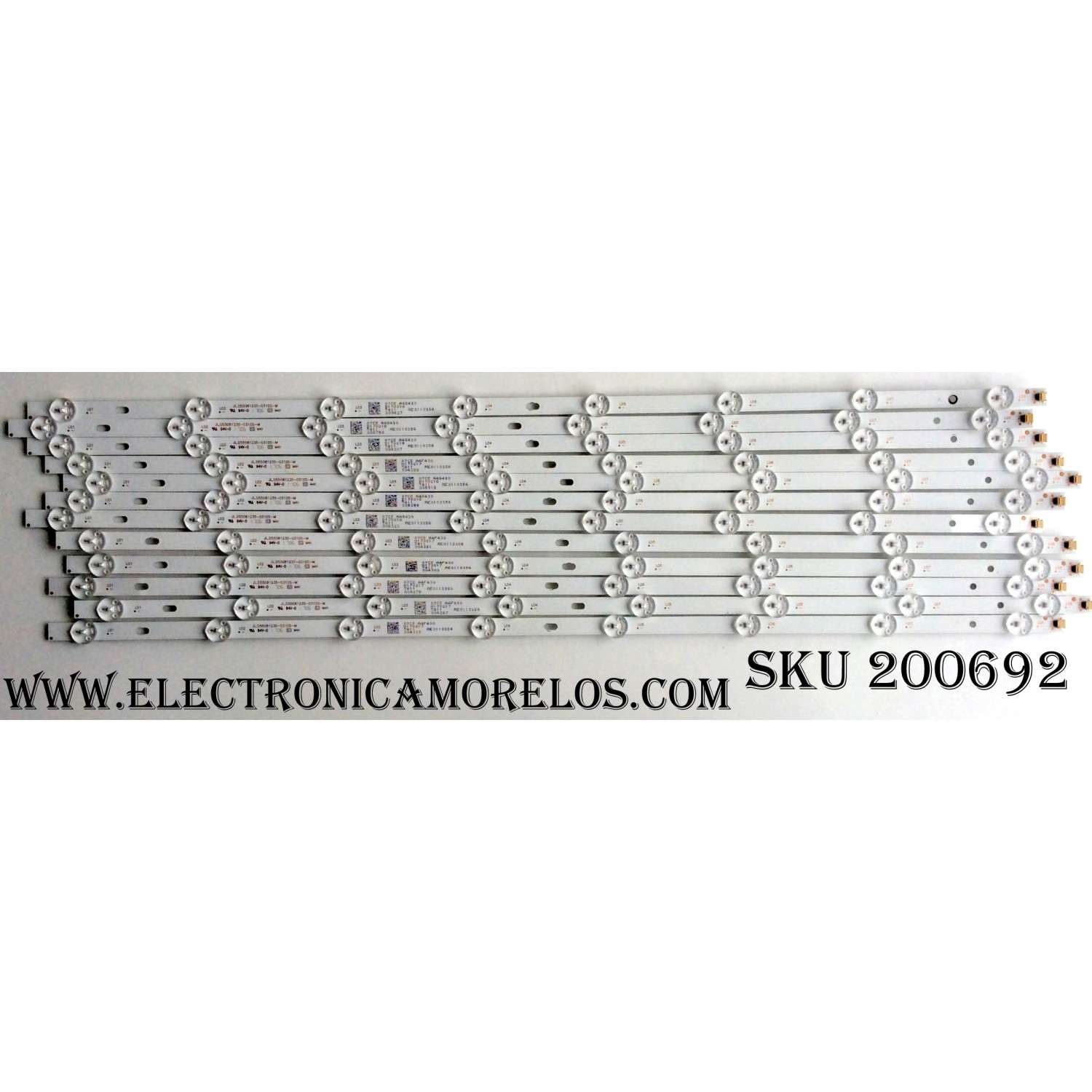 KIT DE LED PARA TV (12 PIEZAS) / PROSCAN AE0110354 / 07CS / T411 / A4F430 / A4G430 / D170217 / N170217 / JL.D55081235-031DS-M / PANEL LSC550FN14/ MODELOS PLDED5515-D-UHD / PLDED5220-UHD