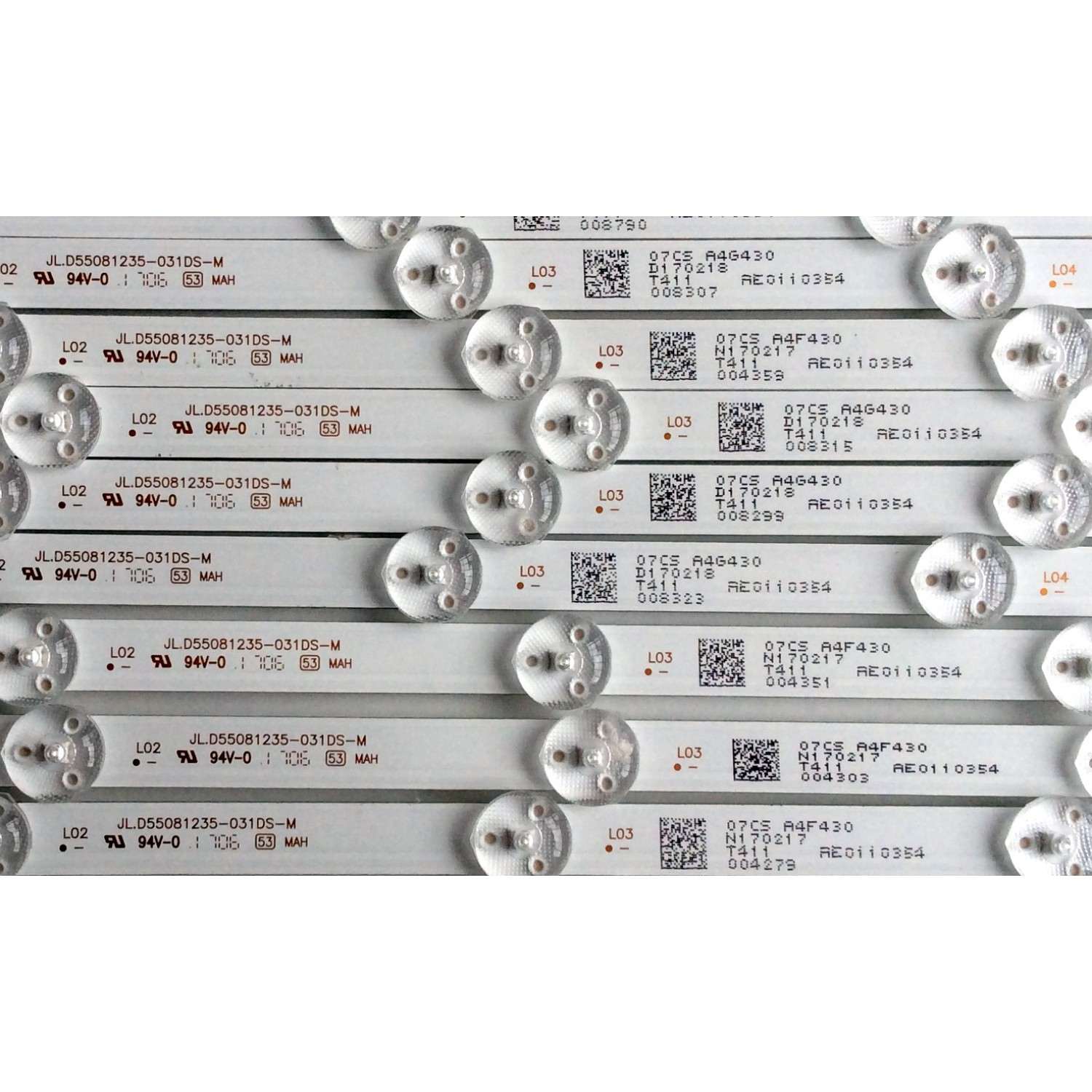 KIT DE LED PARA TV (12 PIEZAS) / PROSCAN AE0110354 / 07CS / T411 / A4F430 / A4G430 / D170217 / N170217 / JL.D55081235-031DS-M / PANEL LSC550FN14/ MODELOS PLDED5515-D-UHD / PLDED5220-UHD - Imagen 3