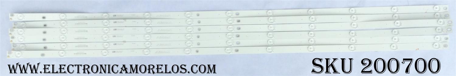 KIT DE LED PARA TV (6 PIEZAS) / 202866 / 55D2000/D3000 / Y158-L08-J-5 / B160815A3C / LB-C550F14-E4-S-G1-XRD1 / LB-C550F14-E4-S-G1-XRD2