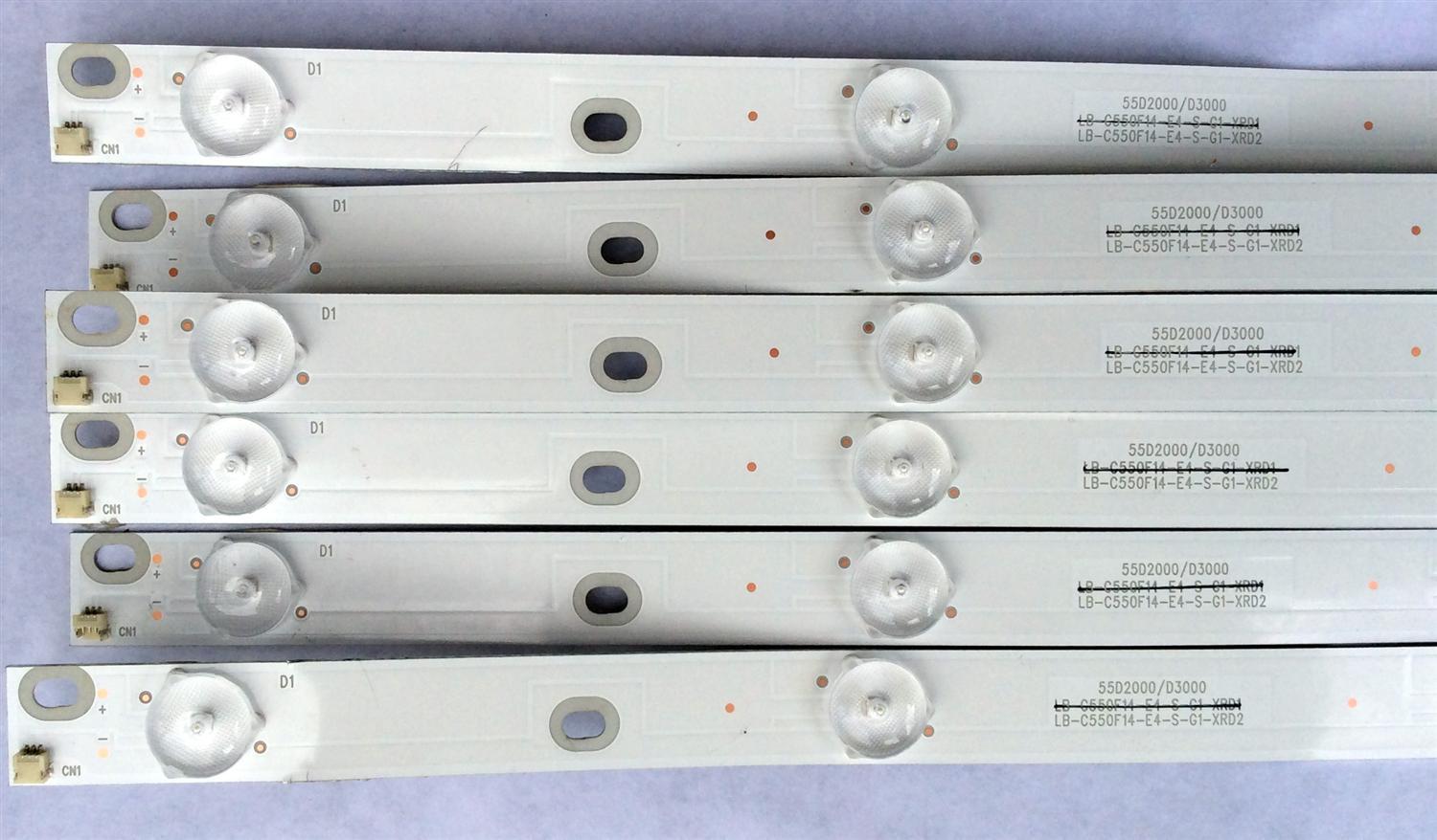 KIT DE LED PARA TV (6 PIEZAS) / 202866 / 55D2000/D3000 / Y158-L08-J-5 / B160815A3C / LB-C550F14-E4-S-G1-XRD1 / LB-C550F14-E4-S-G1-XRD2 - Imagen 2