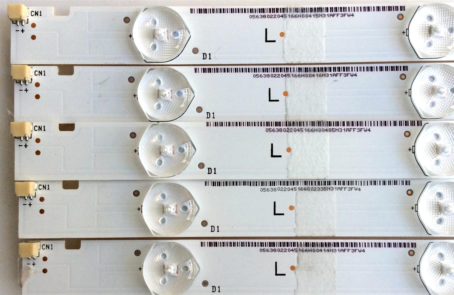 KIT DE LED'S PARA TV VIZIO (5 PIEZAS) / N31AFF3FW4 / 5638022045 TEST001 / E330254 / 94V-0VILIGHT / I-4300WS80113-V4 / MODELO E43U-D2 - Imagen 2