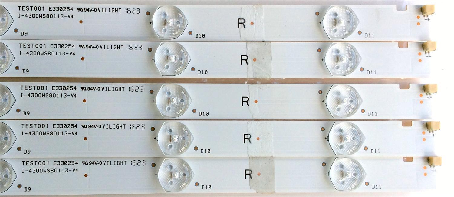 KIT DE LED'S PARA TV VIZIO (5 PIEZAS) / N31AFF3FW4 / 5638022045 TEST001 / E330254 / 94V-0VILIGHT / I-4300WS80113-V4 / MODELO E43U-D2 - Imagen 3