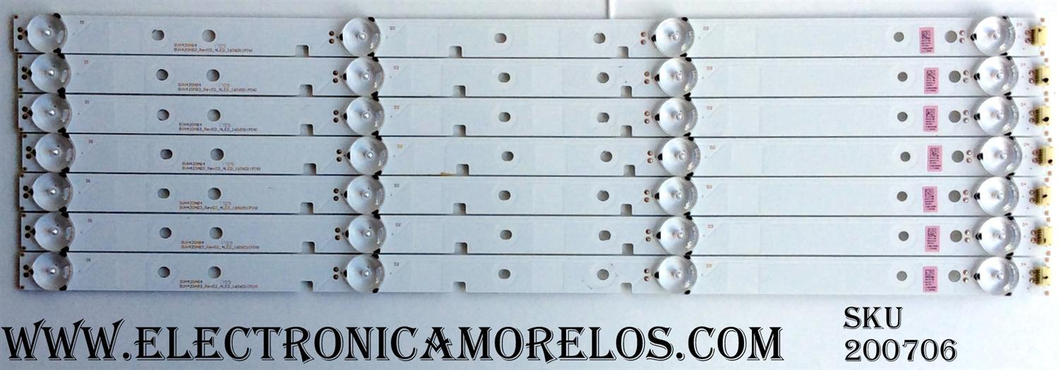 KIT DE LED´S PARA TV (7 PIEZAS) / HISENSE 1172946 / 02IE1 / E4B102B1 / SVH420AB4 / SVH420AB3_Rev02_4LED_160601(PIN) / PANEL HD426K3U51-T1\S3\GM\ROH / 213163 / MODELO 43H7C