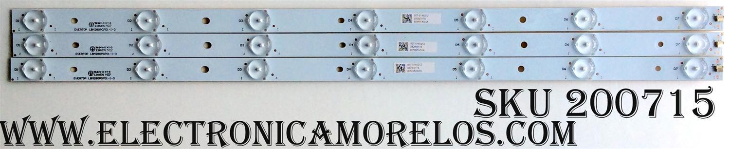 KIT DE LED PARA TV (3 PIEZAS) / VIZIO 007-0140212 / 60M5FAD3A / LBM280P0701-I-3 / MODELOS E280I-B1 LTT3PRCQ / E280I-B1 LTT3PREQ / E280-B1 LTT3PRBQ / E280-A1 LTT3PRDQ / E280I-A1 LTT3PRAQ