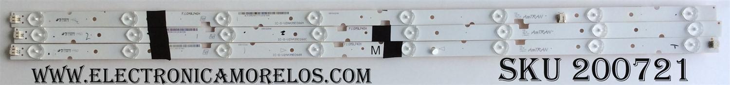 KIT DE LED PARA TV / VIZIO 0981-0102-21A2/0981-0102-21A3 / IC-G-VZAA39D266C (SOLO TRAE 3 PZAS. ) / F110M9LP40H / 0981010221A2 / 0981-0102-21A2 / 0981-0102-21A3 / IC-E-VZAA39D266A / IC-E-VZAA39D266B / MODELO E390-B0 / SHARP LC-39LE551U PANEL T390HVN04.0	
