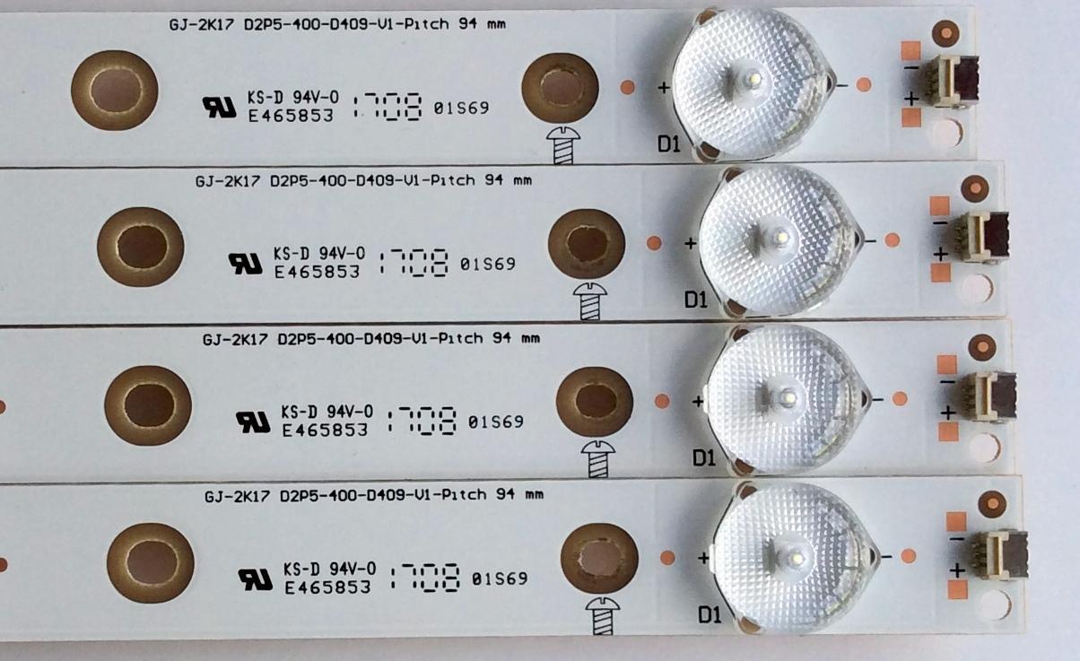 KIT DE LED'S PARA TV VIZIO ((4 PIEZAS)) / NUMERO DE PARTE PHHG4013F40S / 210BZ09D043535F08D / GJ-2K17 D2P5-400-D409-V1-Pitch / PANEL TPT400LA-HN02.S REV:S801U / MODELO D40F-E1 / D40F-E1 LTTEVVAT - Imagen 3