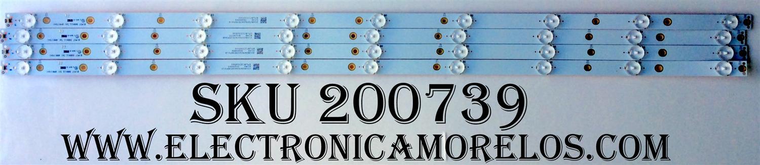 KIT DE LED´S PARA TV (4 PIEZAS) / VIZIO 210BZ09D043535F01D / 01M97 / EFLBC233U500 / PANEL TPT400LA-HN02.S REV:SG02B / MODELOS D40-D1 LTTETVAR / D40-D1 LTTETVAS / D40-D1 LTTETVFS / D40-D1 LTTETVCS