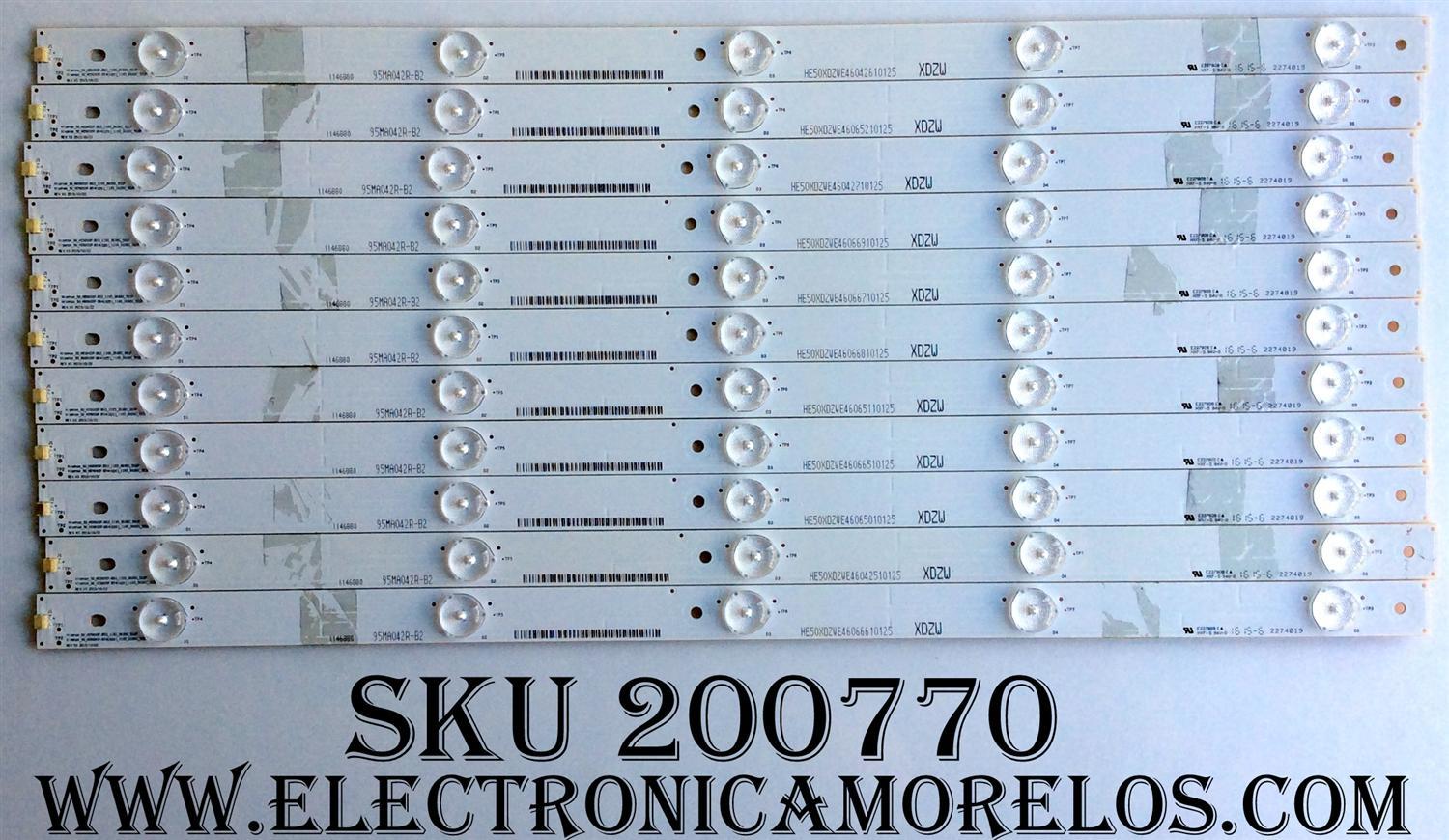 KIT DE LED´S PARA TV (11 PIEZAS) / SHARP 1146880 / 2274019 / HISENSE_50_HD500DF-B53_11x5x_3030c_5S1P / HISENSE_50_HD500DF-B54(020)_11x5x_3030c_5S1P / PANEL HD500DF-B54(020)\T1\B1\S28\GM\ROH / MODELO LC-50N4000U