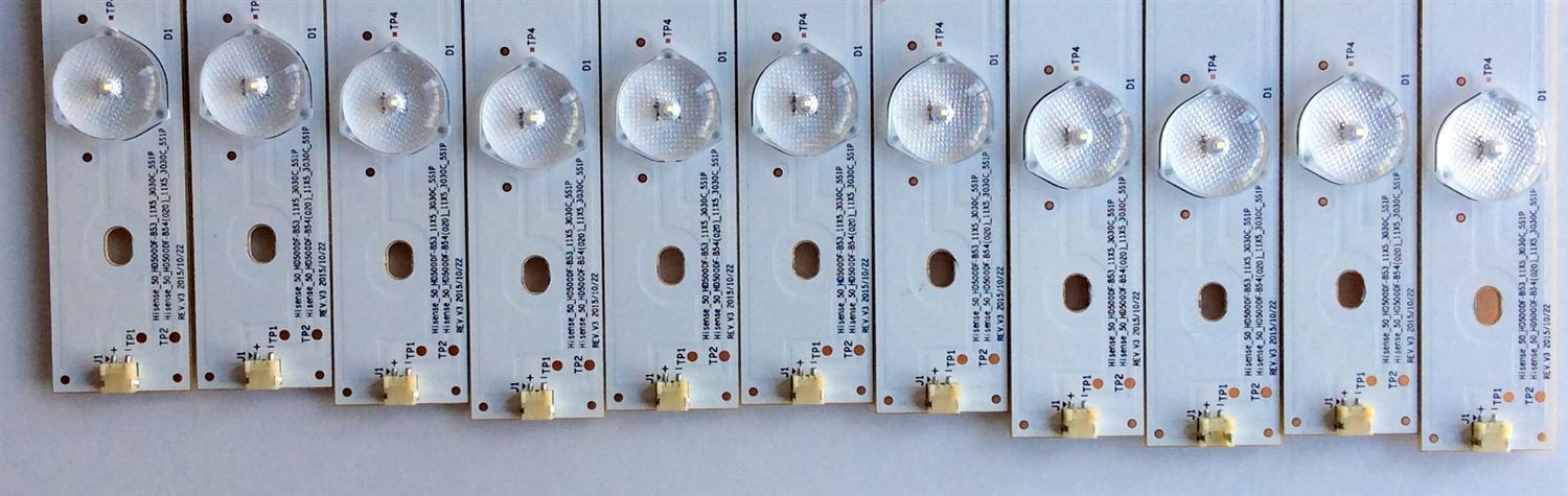 KIT DE LED´S PARA TV (11 PIEZAS) / SHARP 1146880 / 2274019 / HISENSE_50_HD500DF-B53_11x5x_3030c_5S1P / HISENSE_50_HD500DF-B54(020)_11x5x_3030c_5S1P / PANEL HD500DF-B54(020)\T1\B1\S28\GM\ROH / MODELO LC-50N4000U - Imagen 2