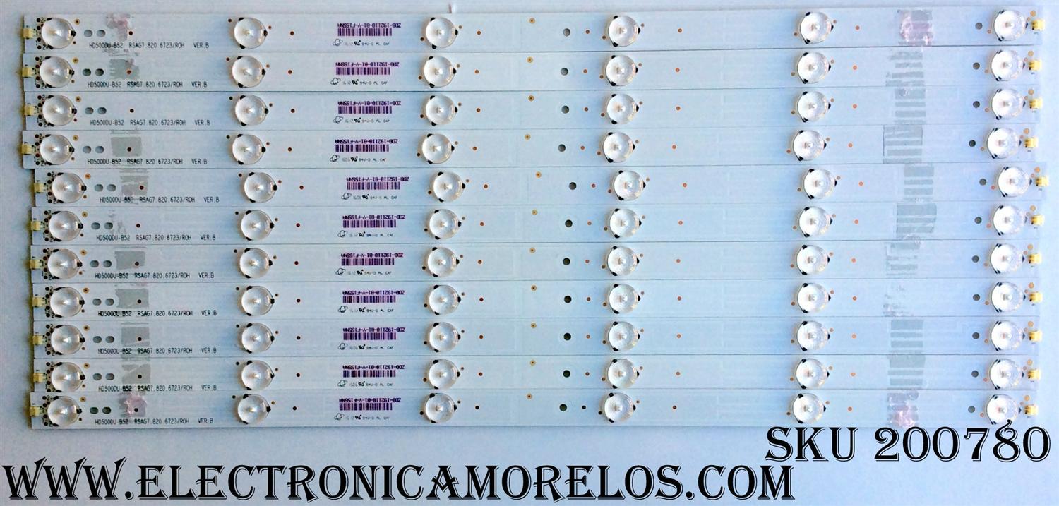 KIT DE LED'S PARA TV HISENSE (11 PIEZAS) / NUMERO DE PARTE HD500DU-B52 / RSAG7.820.6723/ROH VER.B / PANEL'S HD500DU-B52(100)\S0\GM\ROH / HD500DU-B52(100) / MODELOS LC-50N6000U / 50H6D