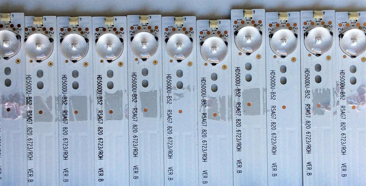 KIT DE LED'S PARA TV HISENSE (11 PIEZAS) / NUMERO DE PARTE HD500DU-B52 / RSAG7.820.6723/ROH VER.B / PANEL'S HD500DU-B52(100)\S0\GM\ROH / HD500DU-B52(100) / MODELOS LC-50N6000U / 50H6D - Imagen 2