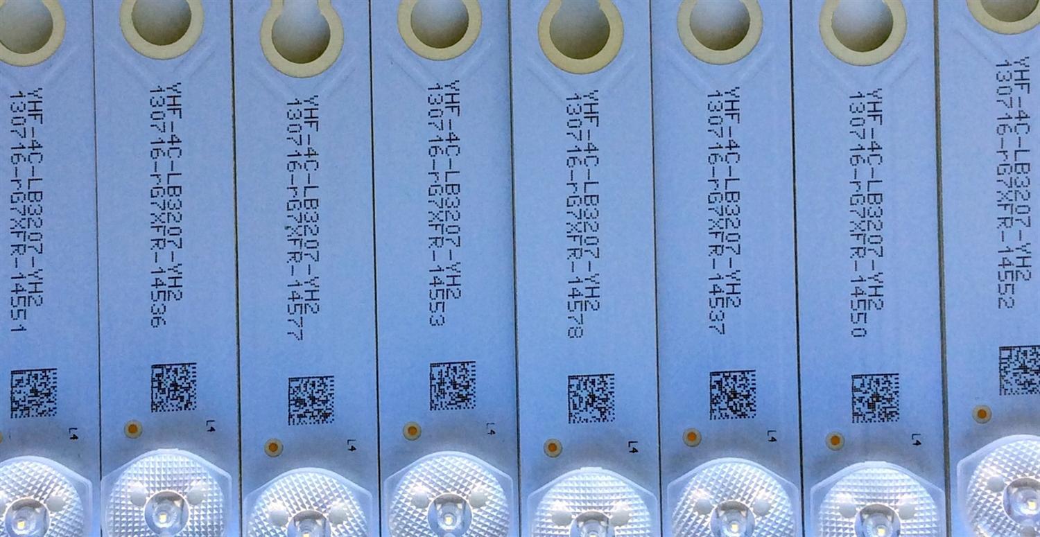 KIT DE LED'S PARA TV TCL (8 PIEZAS) / NUMERO DE PARTE TOT_55D2700_UD_8X7_3030C_V1 / YHA-4C-LB3207-YH2 / 006-PK1K3465A / 30355006212E / T0T_55D2700_UD_8X7_3030C_V1 / PANEL LVU550CS0T E1 / MODELO 55US57 / 55US57TGAA - Imagen 3