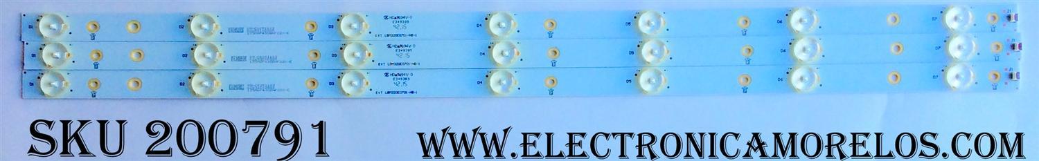 KIT DE LED'S PARA TV VIZIO (3 PIEZAS) NUMERO DE PARTE LBM320E0701-HB-1 / EVTLBM320E0701-HB-1 / EVTLBM320E0701-HB-1 (5) / PANEL TPT315B5-FHBN0.K Rev:S4940B / MODELOS D32-D1 LTTUUKAR / E32-C1 / D32-D1